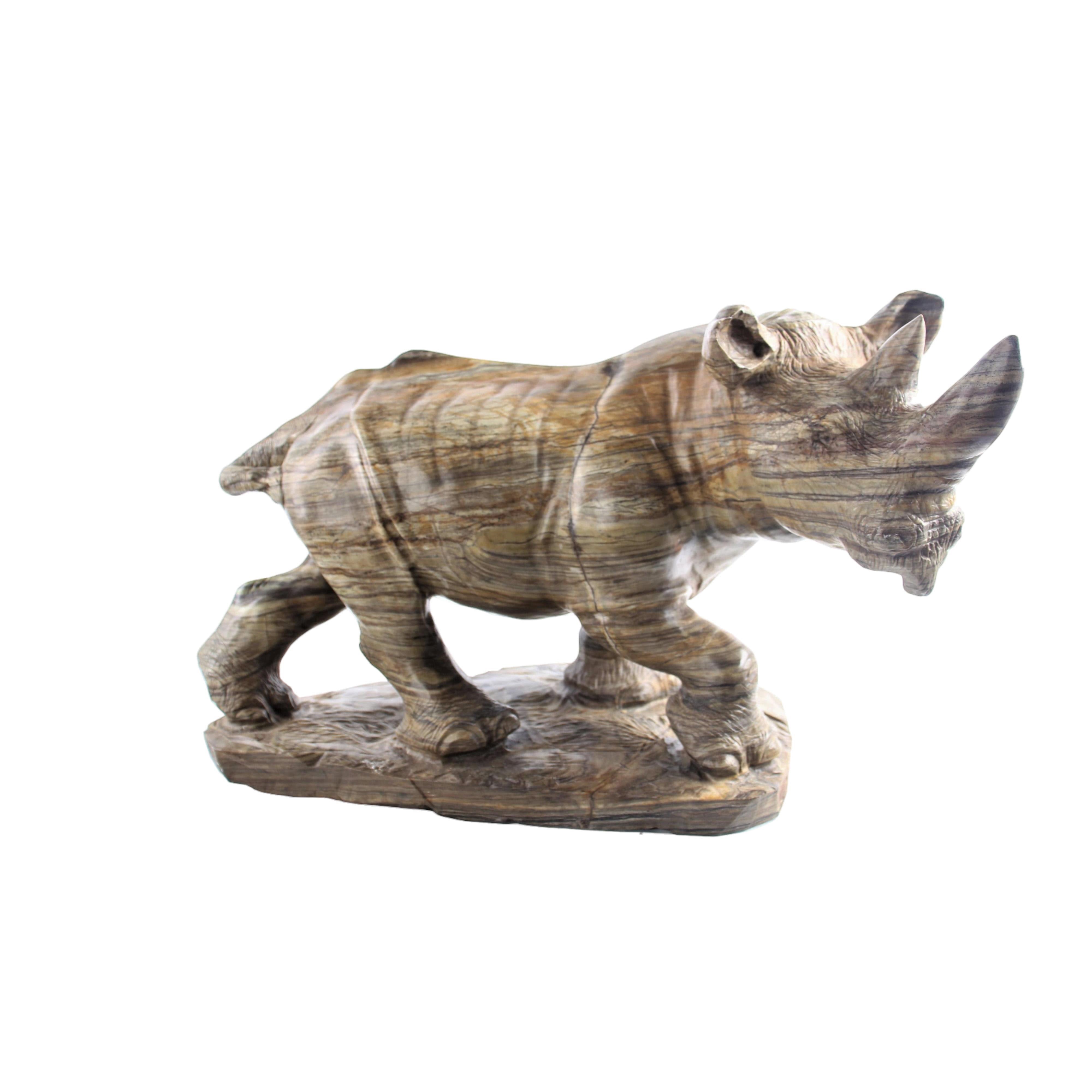 Shona Tribe Butter Jade Rhino ~11.8" Tall - Rhino