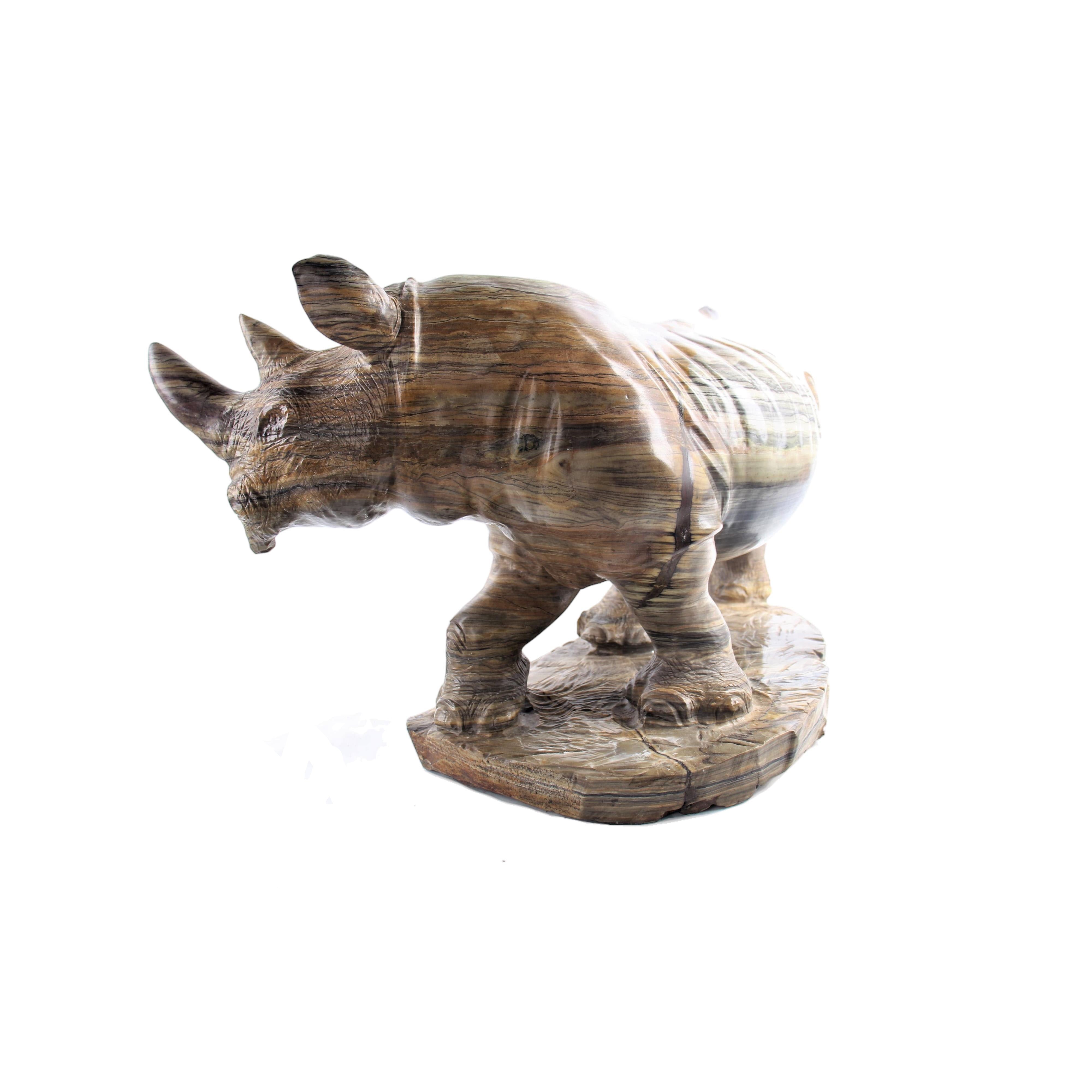 Shona Tribe Butter Jade Rhino ~11.8" Tall - Rhino