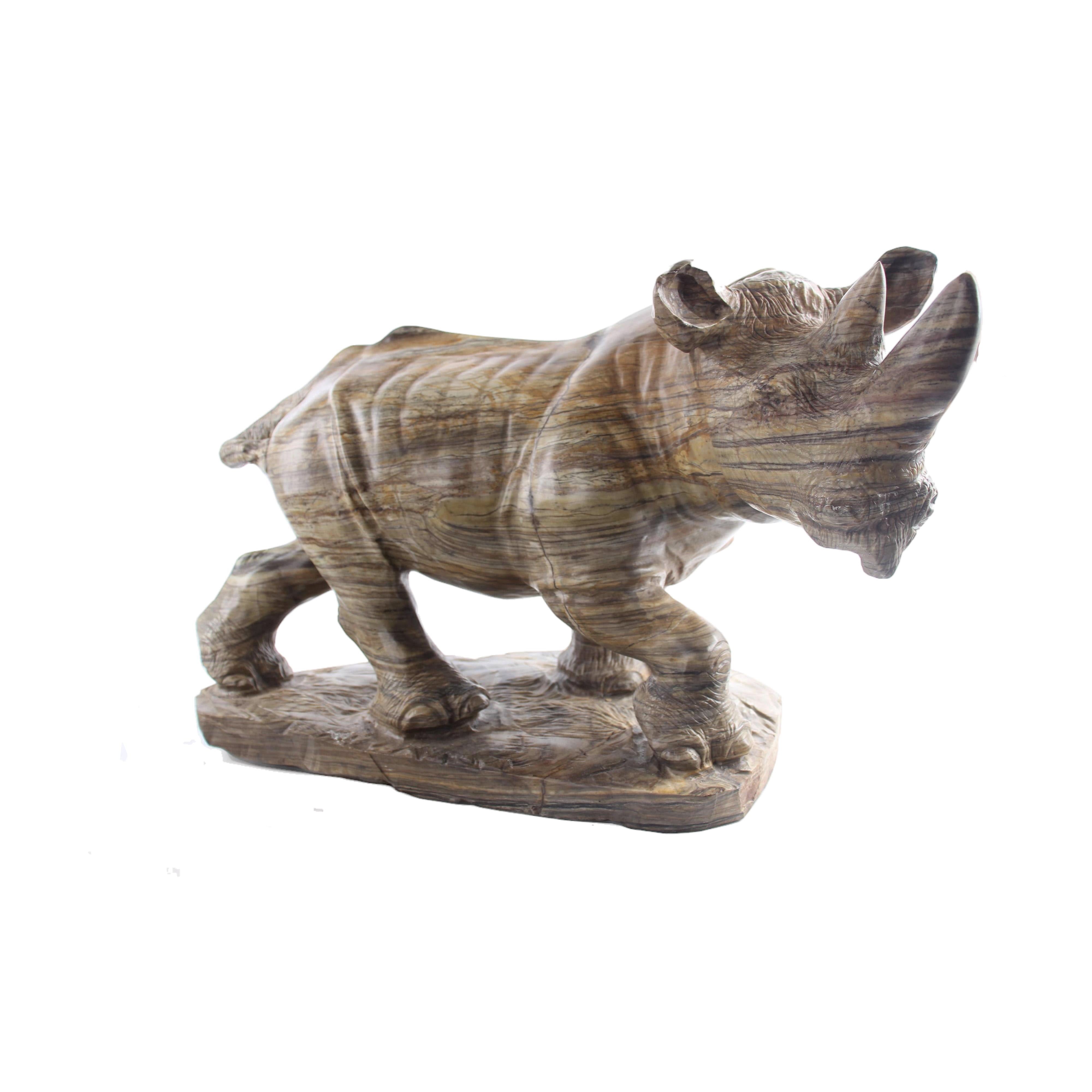 Shona Tribe Butter Jade Rhino ~11.8" Tall - Rhino