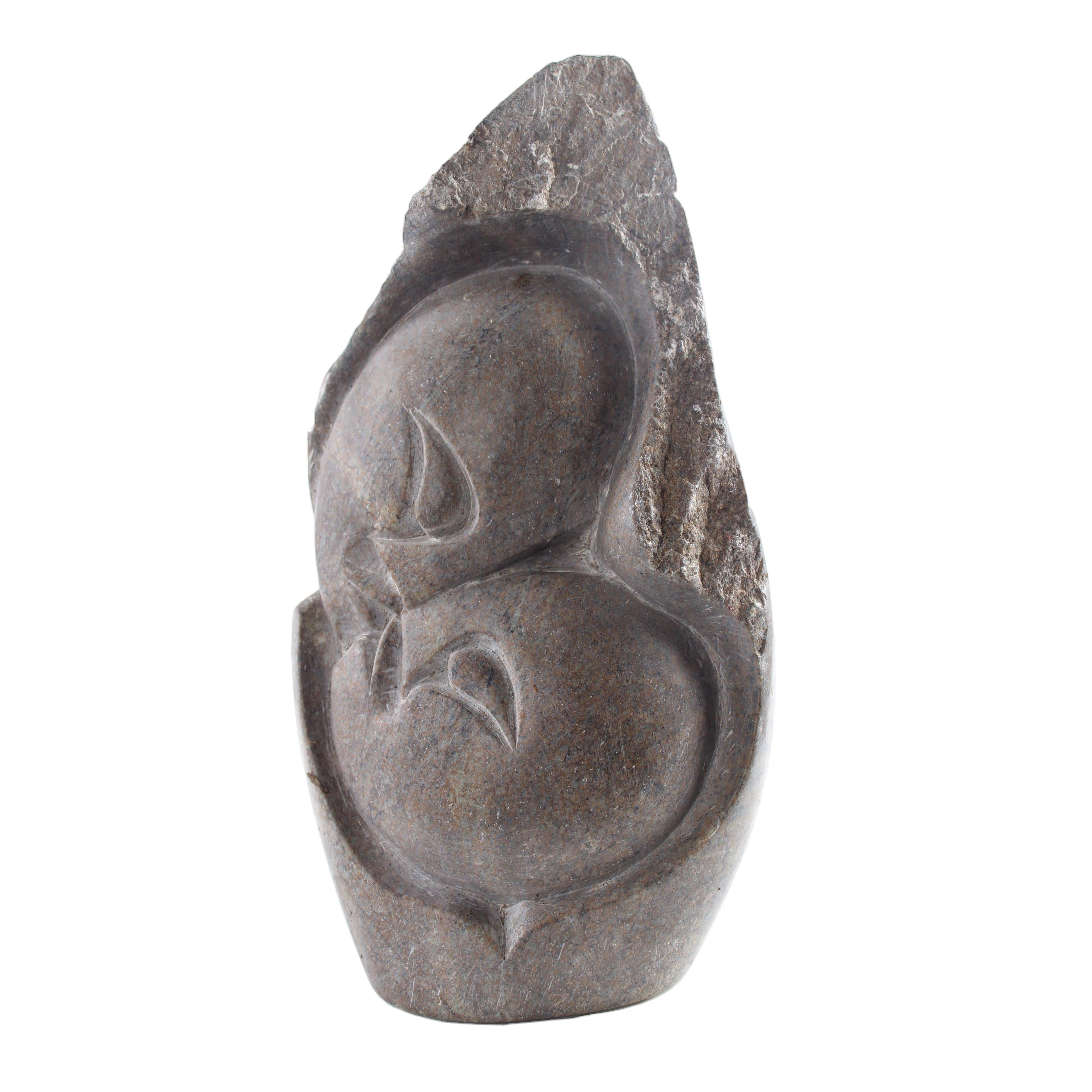 Shona Tribe Serpentine Stone Mother and Child ~12.6" Tall - Mother and Child
