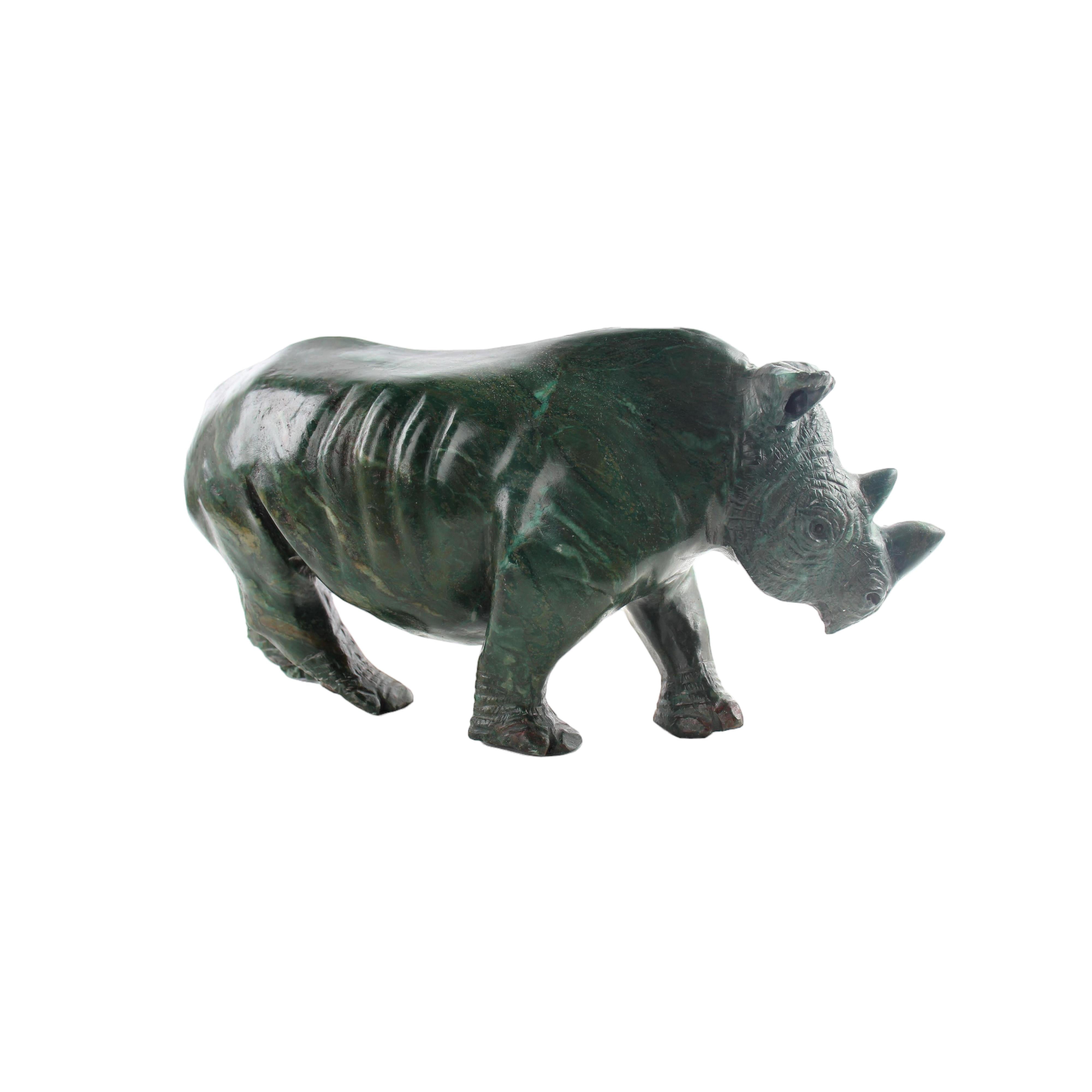 Shona Tribe Verdite Stone Rhino ~6.3" Tall - Rhino