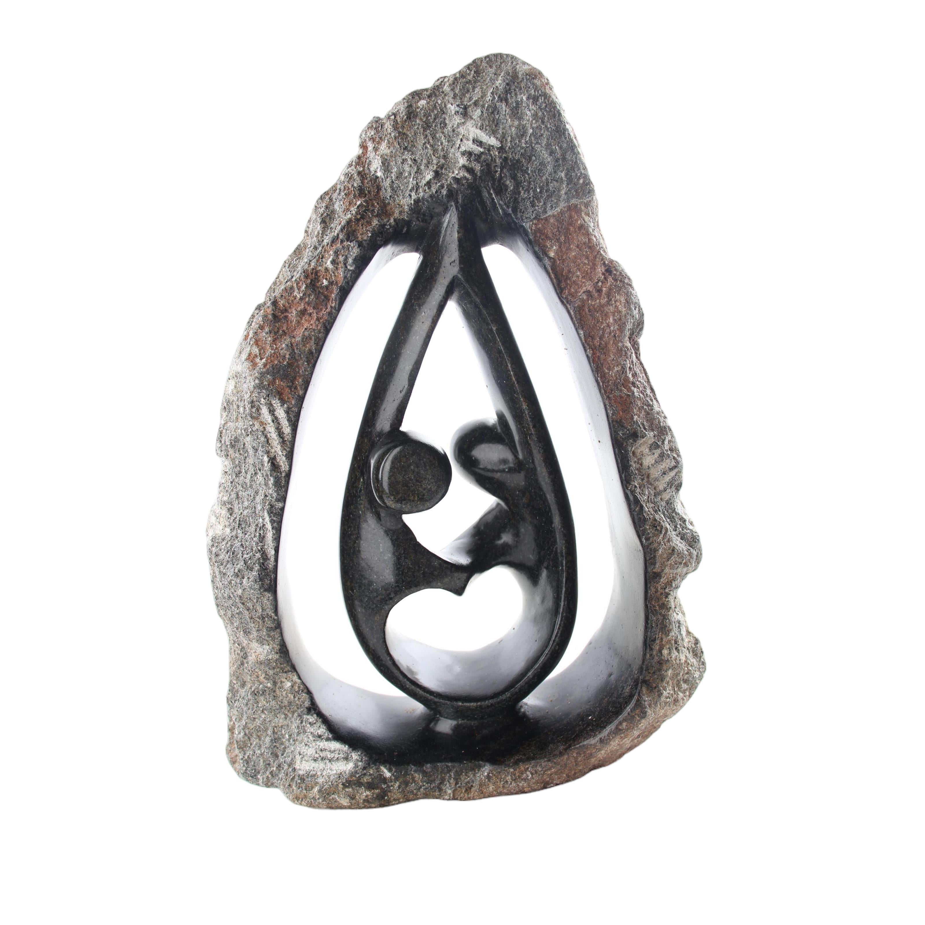 Shona Tribe Serpentine Stone Couples ~9.8" Tall - Couples