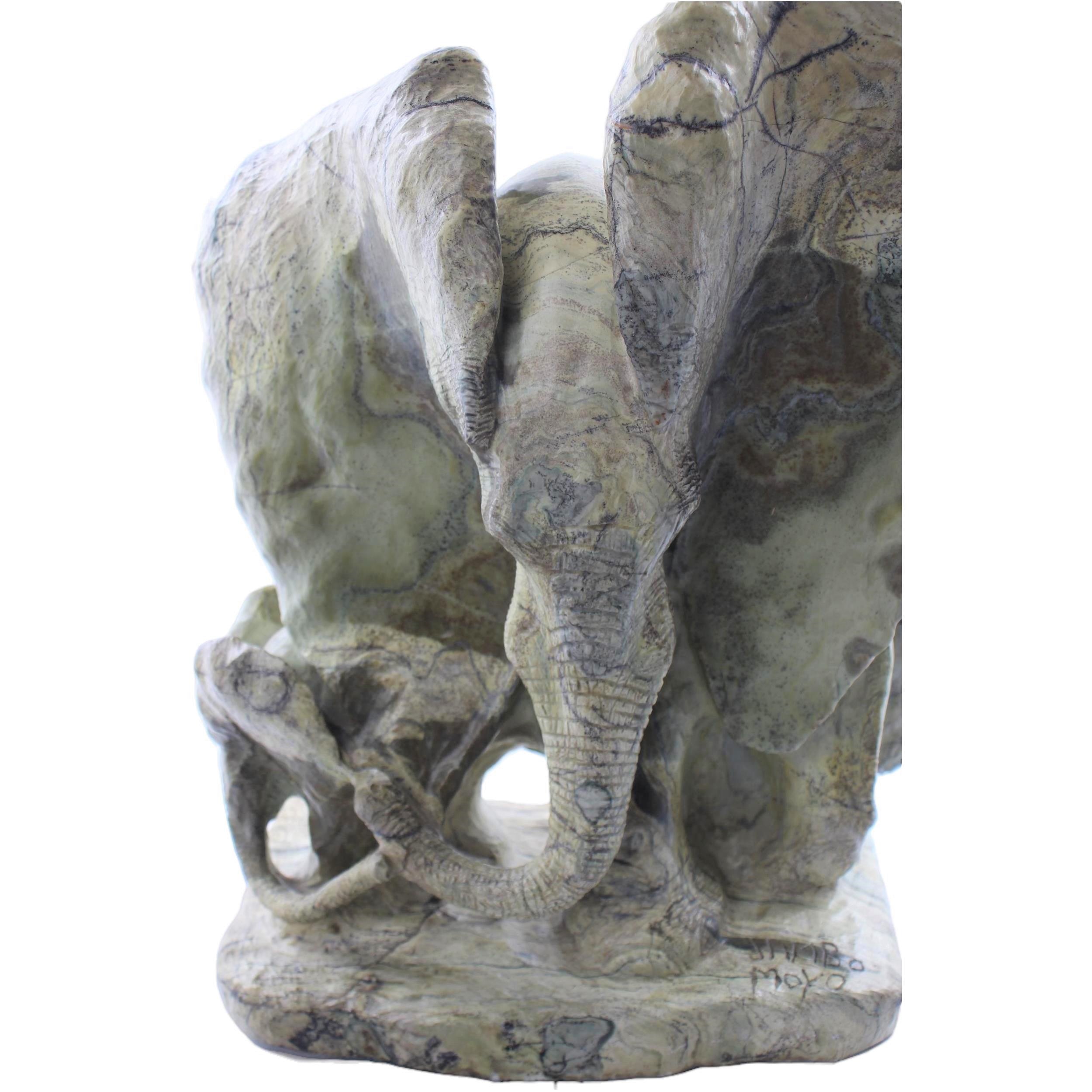 Shona Tribe Butter Jade Elephant ~21.7" Tall - Elephant