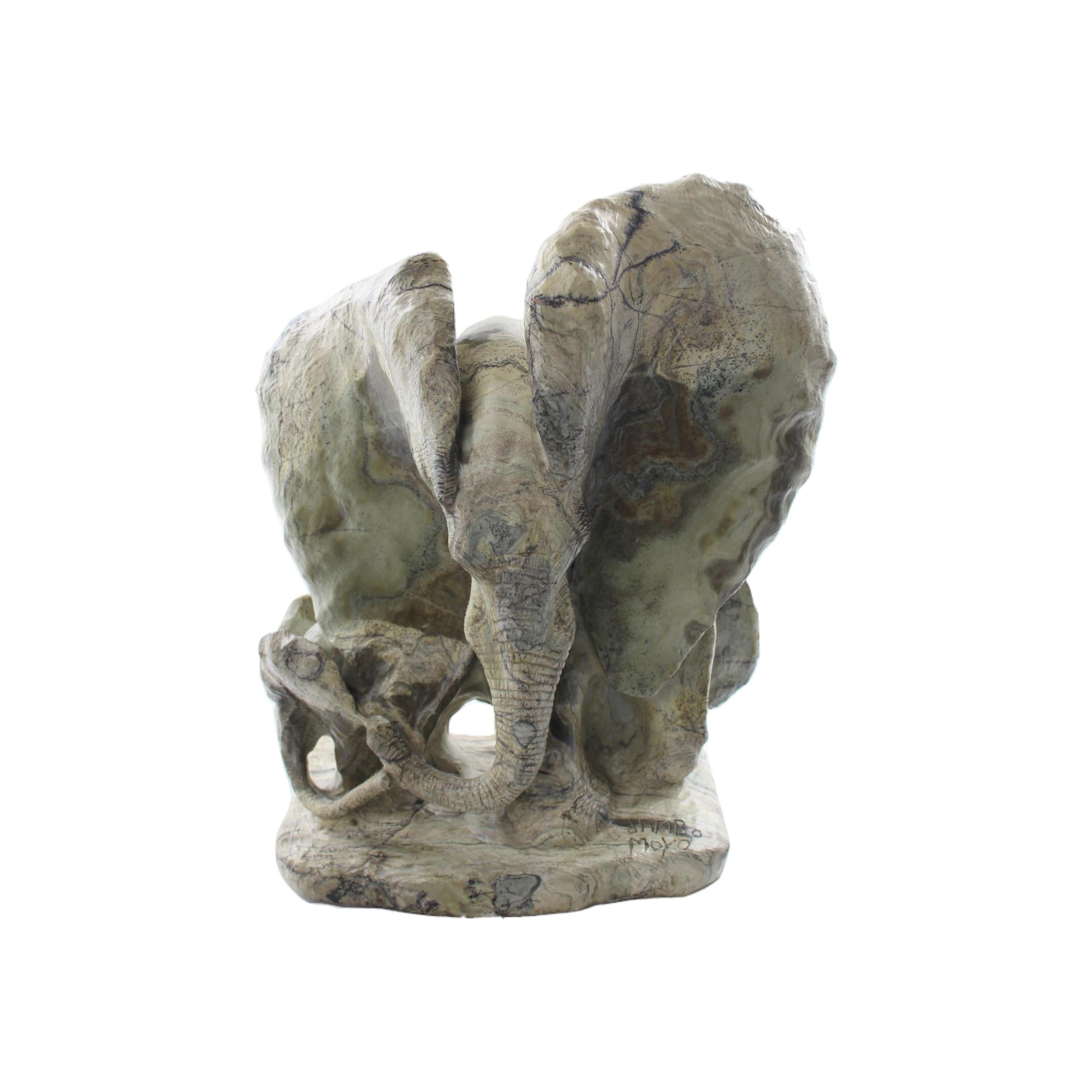 Shona Tribe Butter Jade Elephant ~21.7" Tall - Elephant
