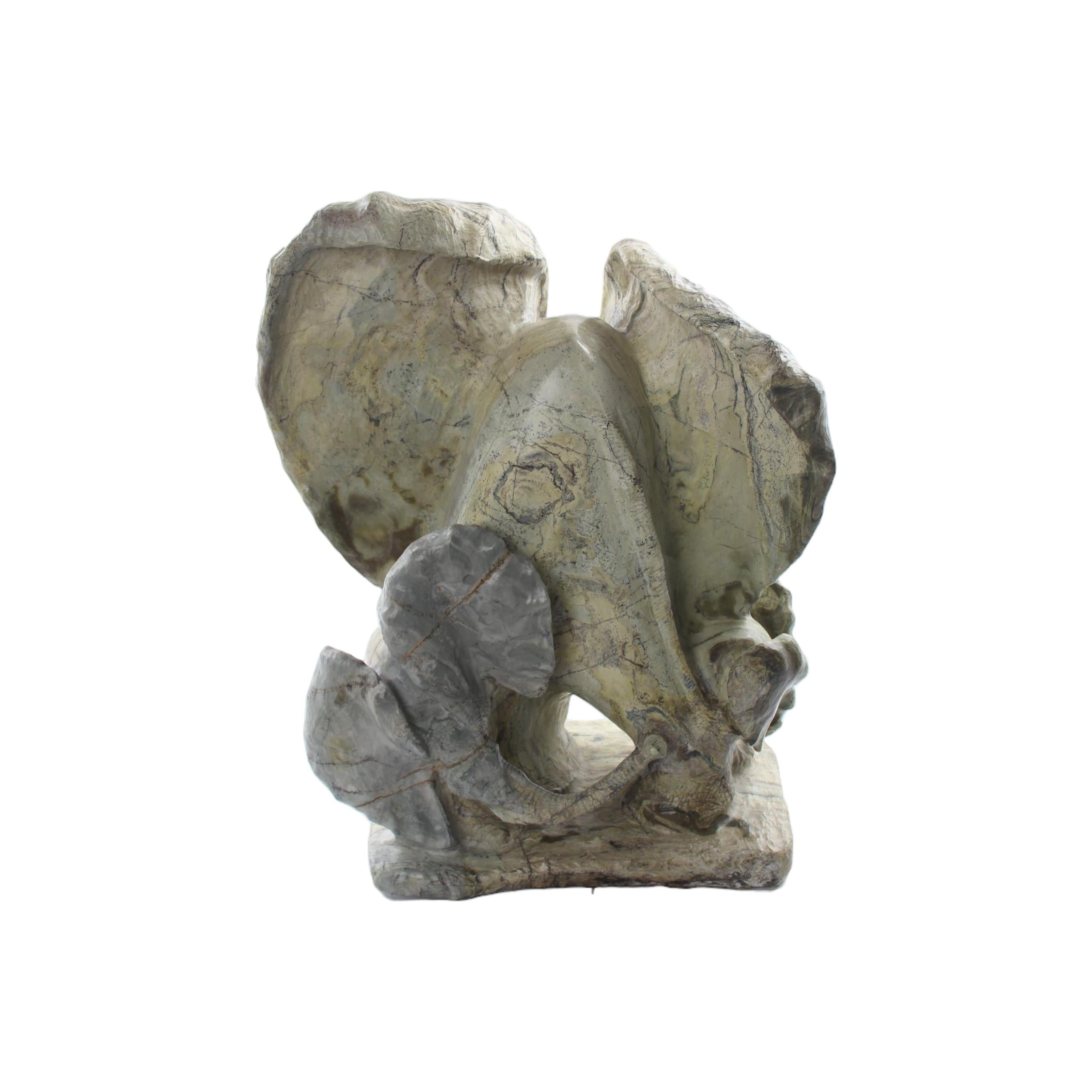 Shona Tribe Butter Jade Elephant ~21.7" Tall - Elephant