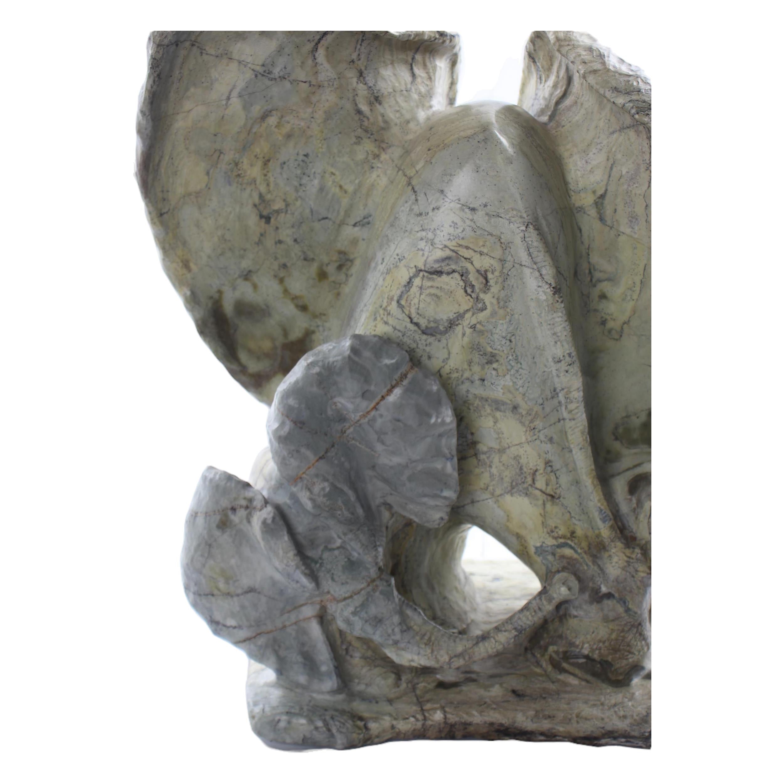 Shona Tribe Butter Jade Elephant ~21.7" Tall - Elephant