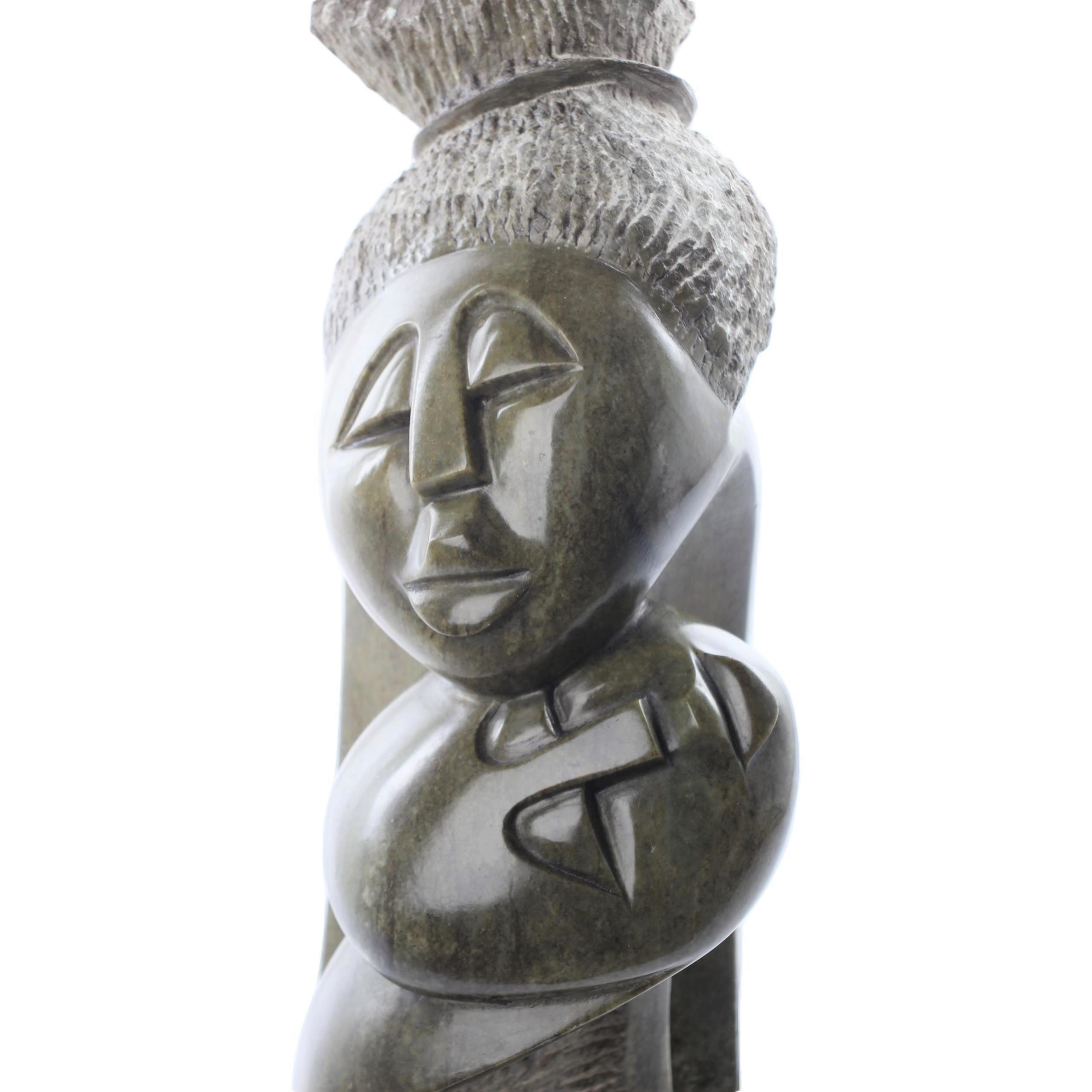 Shona Tribe Fruit Serpentine Mother and Child ~26.4" Tall - Mother and Child