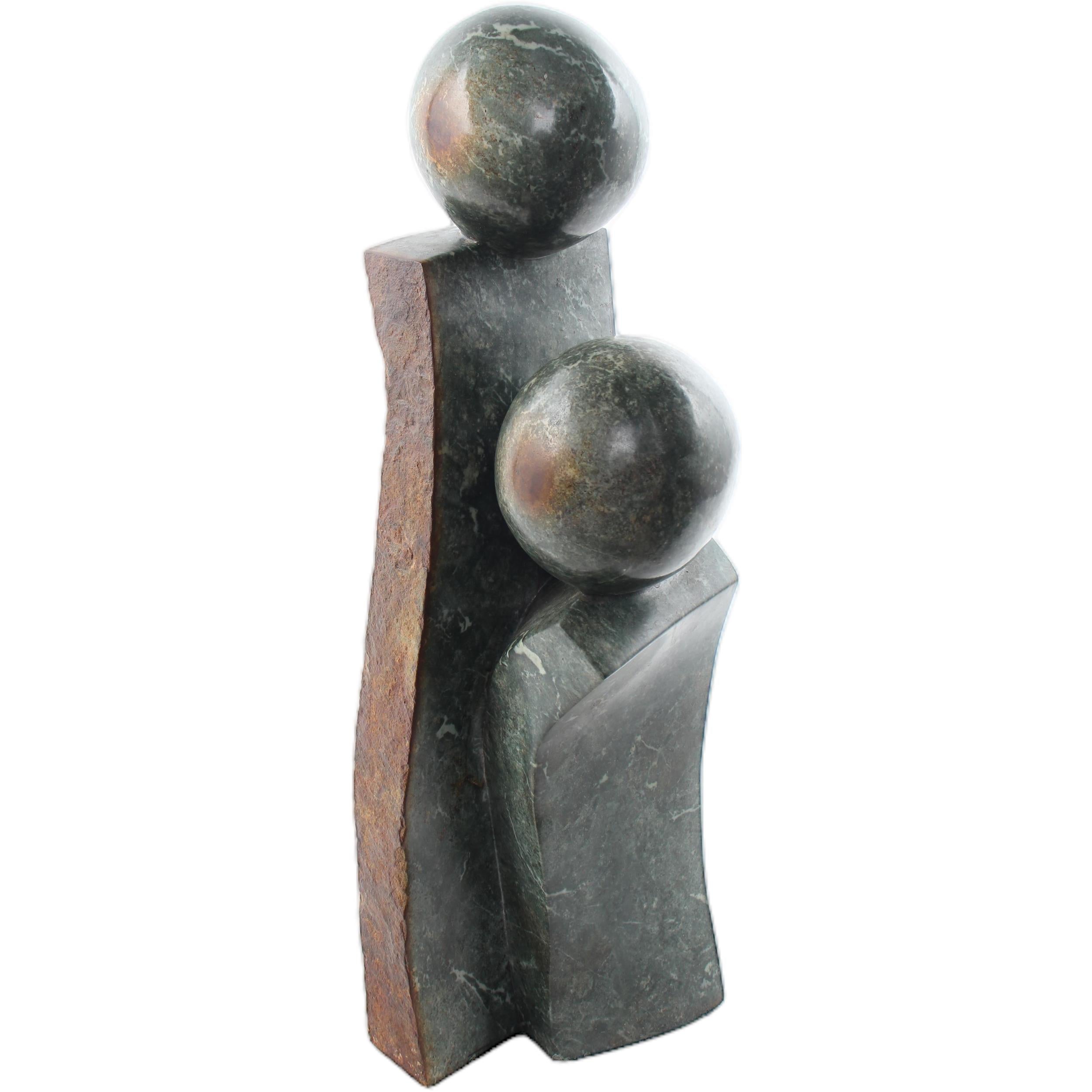 Shona Tribe Opal Stone Mother and Child ~29.1" Tall