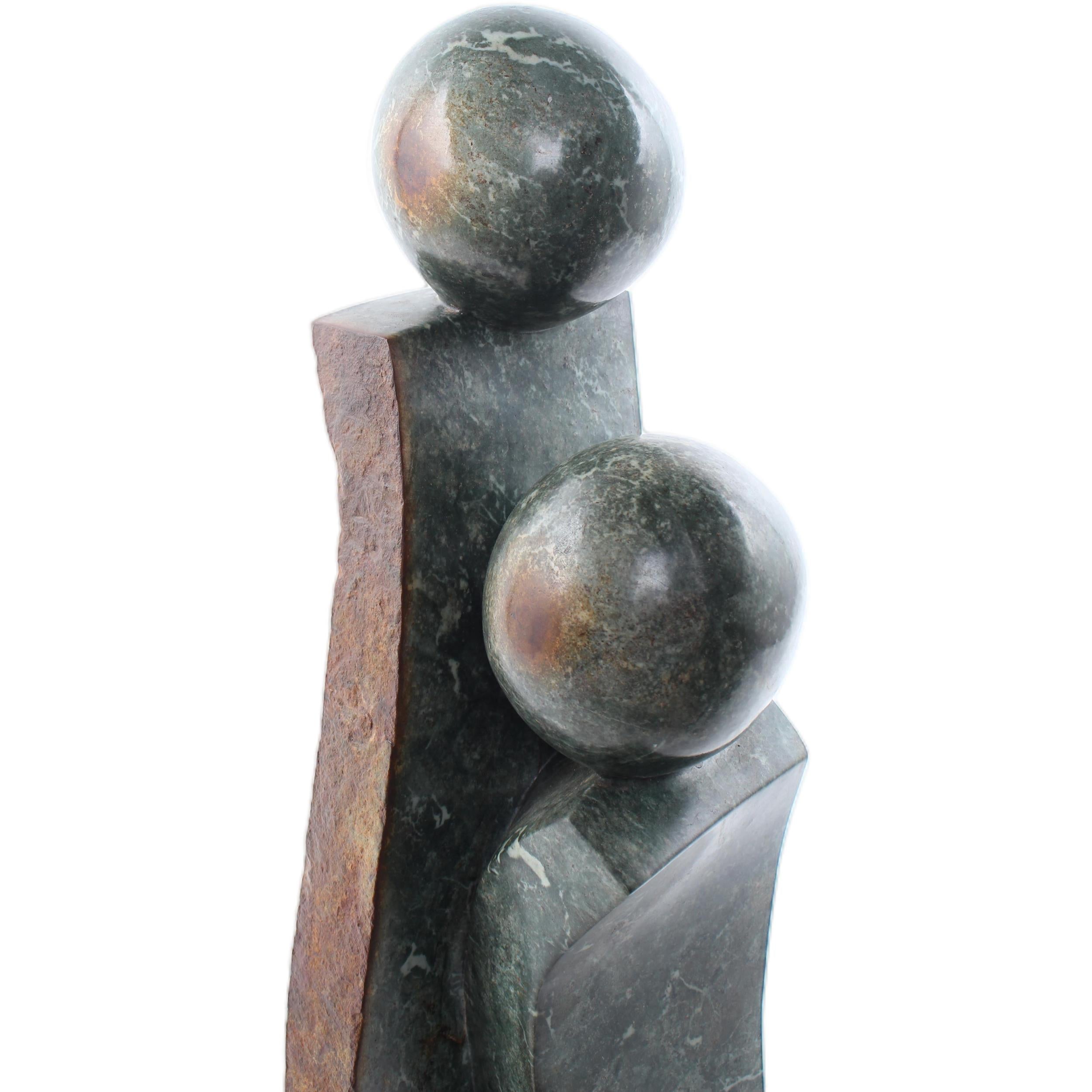 Shona Tribe Opal Stone Mother and Child ~29.1" Tall