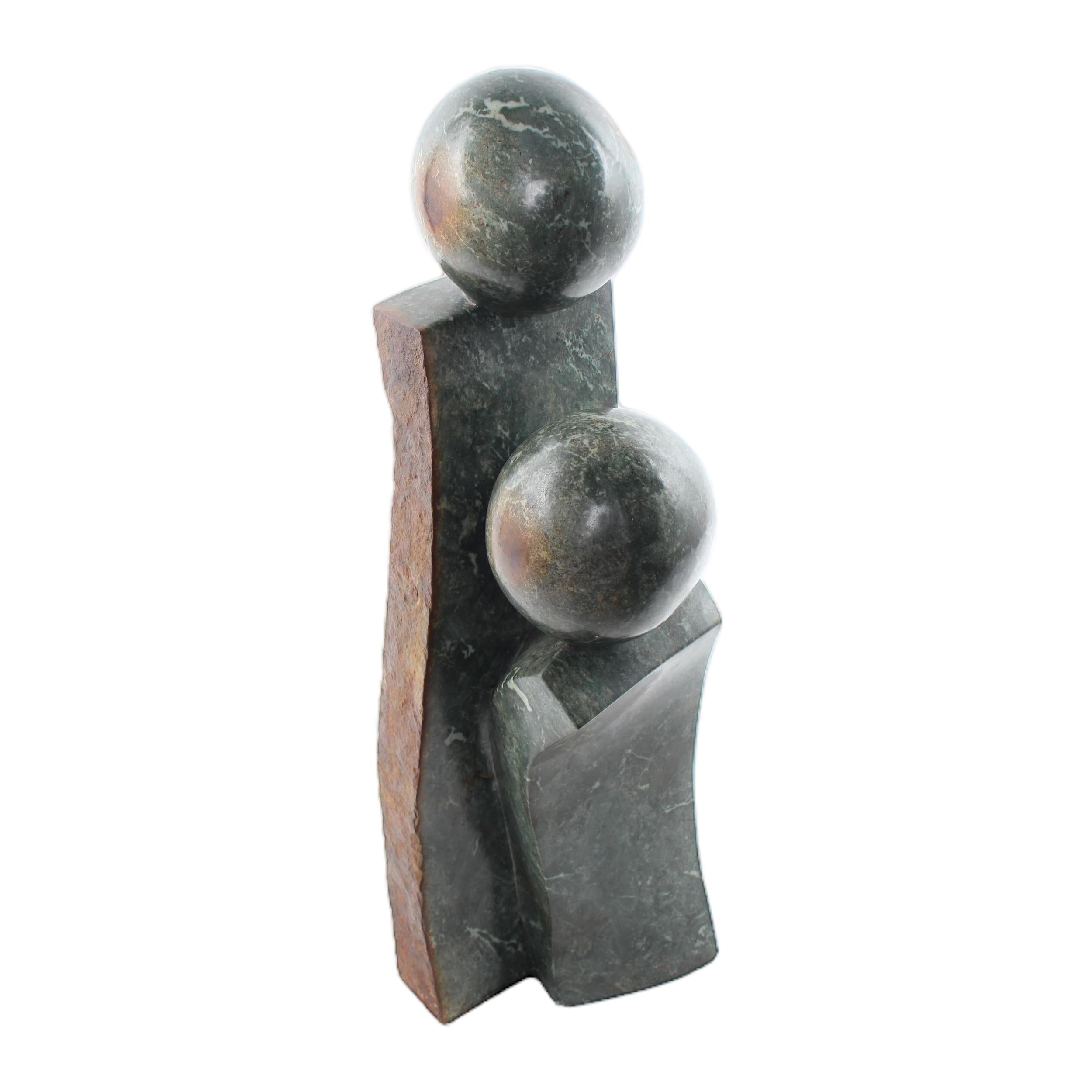 Shona Tribe Opal Stone Mother and Child ~29.1" Tall - Mother and Child