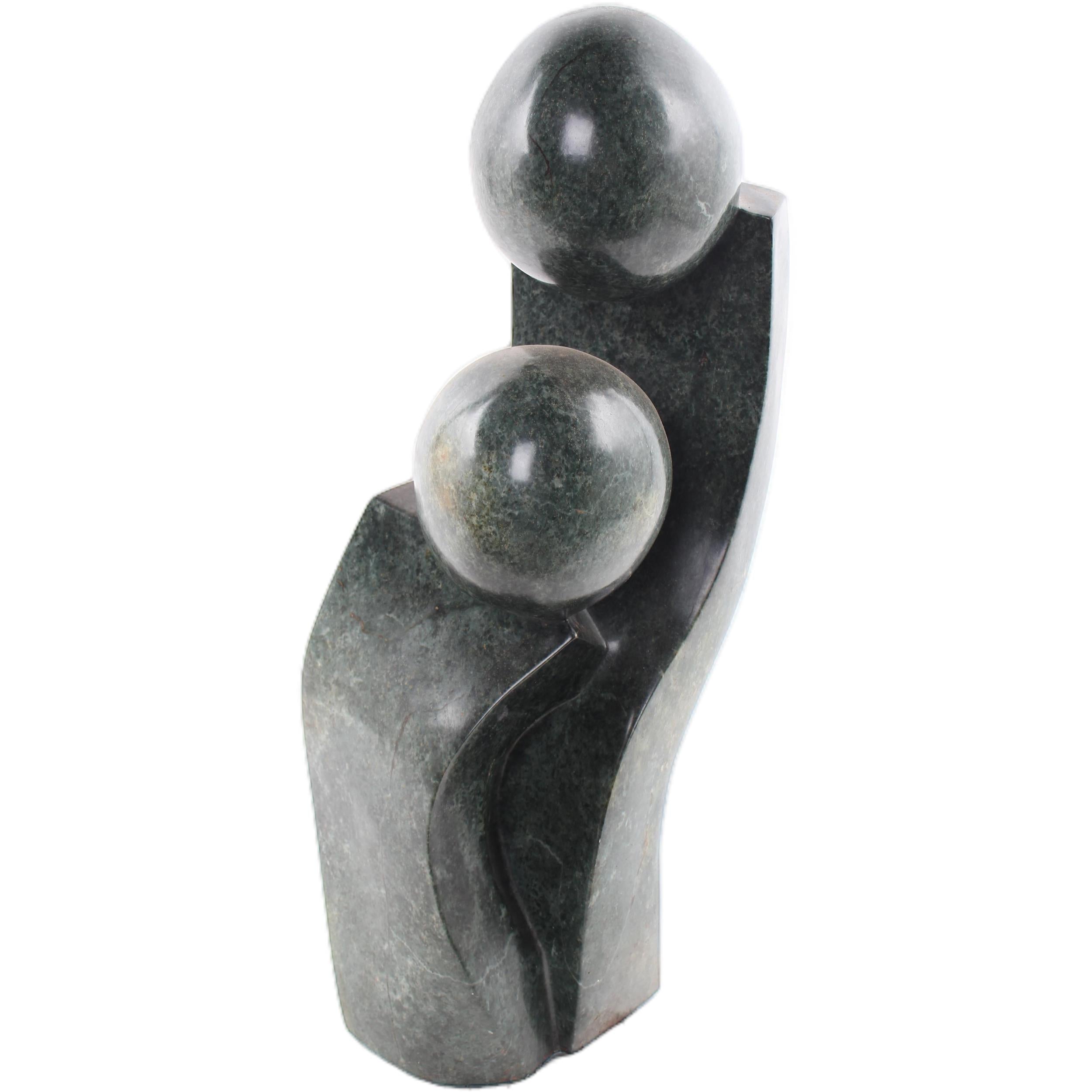Shona Tribe Opal Stone Mother and Child ~28.3" Tall