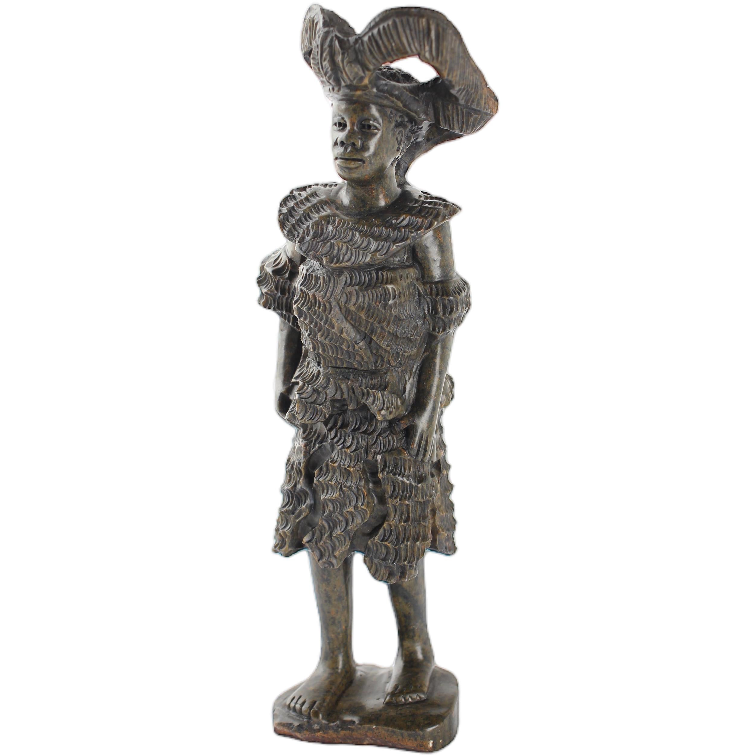 Shona Tribe Serpentine Stone Warrior Figure ~10.2" Tall
