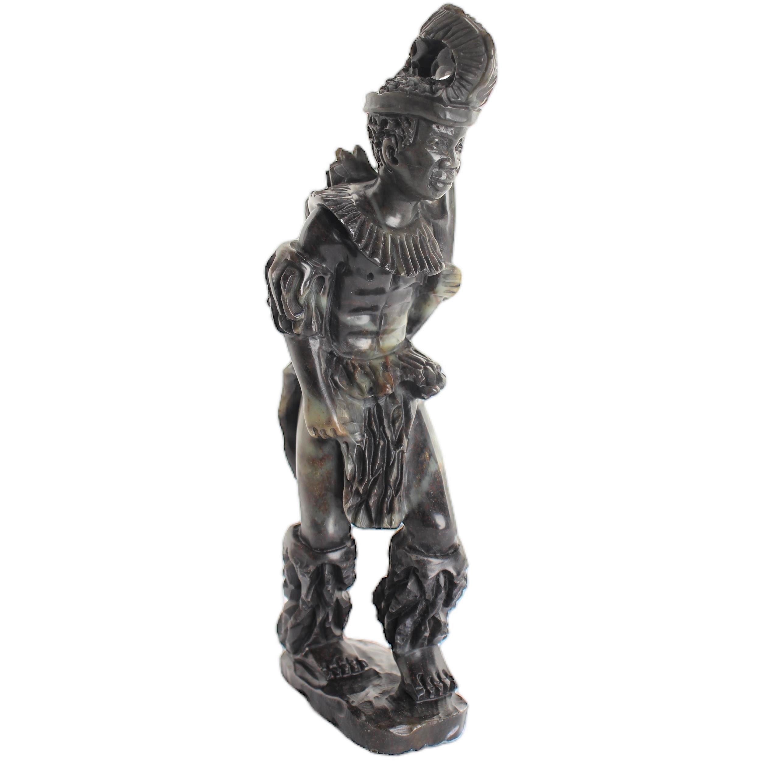 Shona Tribe Serpentine Stone Warrior Figure ~10.6" Tall