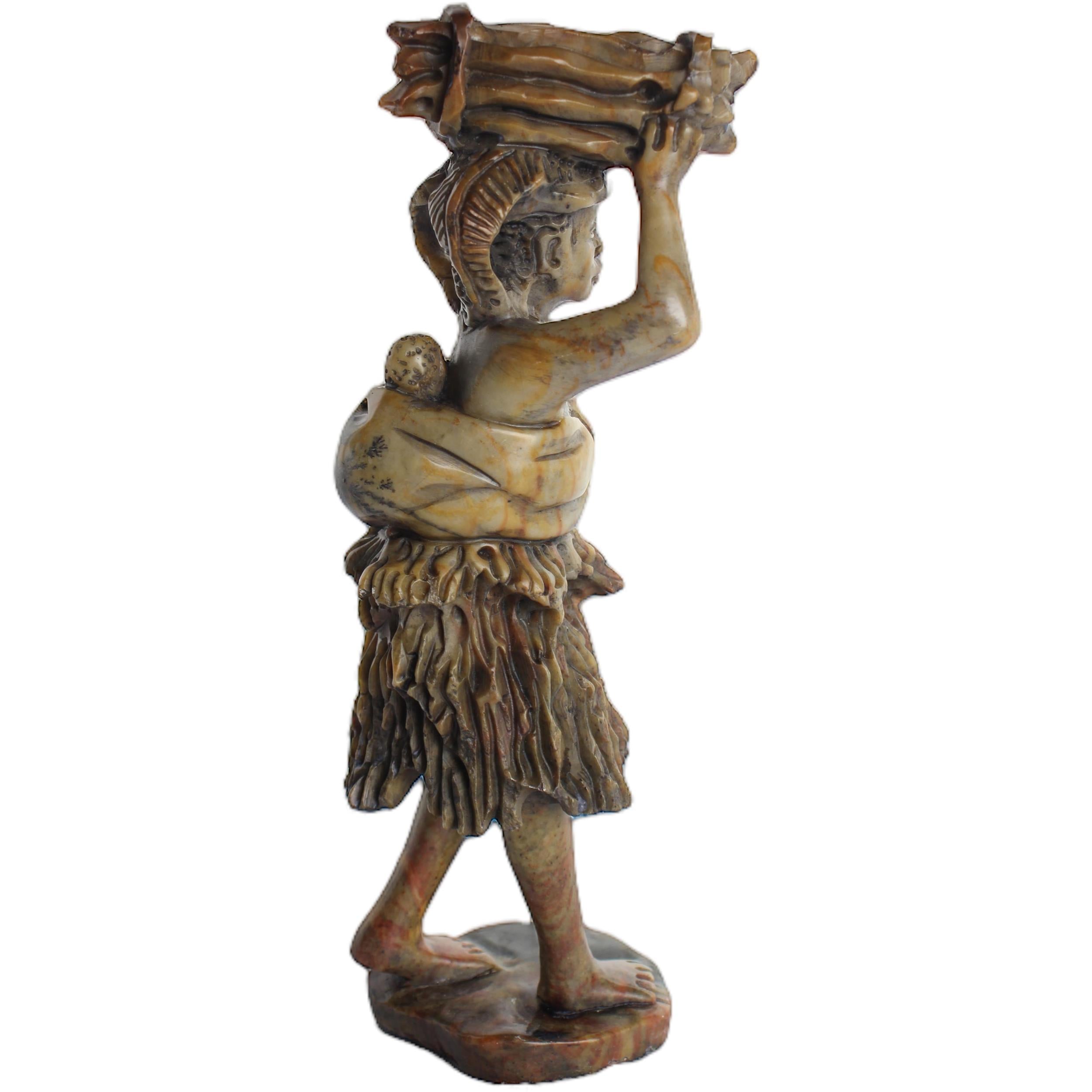 Shona Tribe Serpentine Stone Warrior Figure ~9.8" Tall