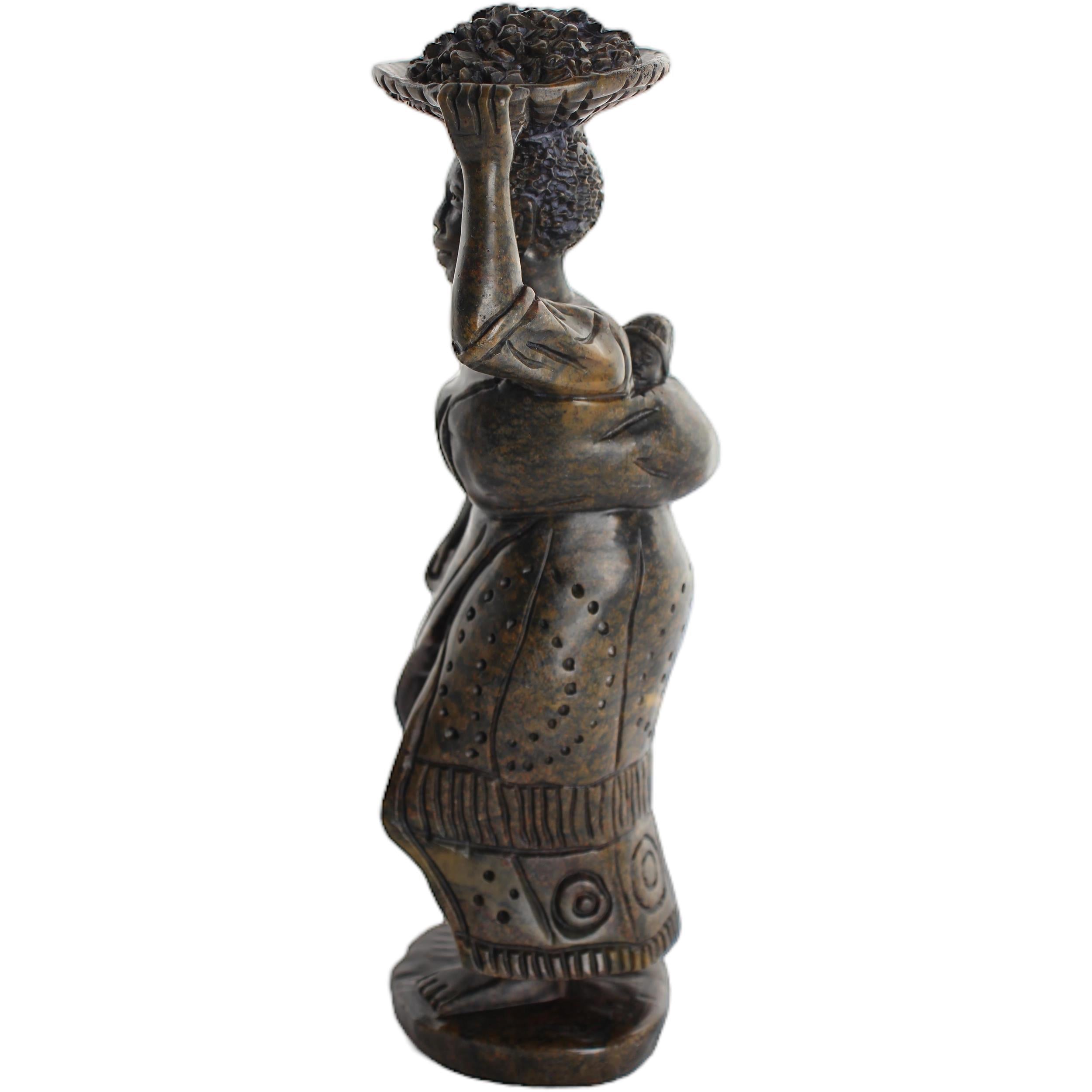 Shona Tribe Serpentine Stone Warrior Figure ~9.4" Tall