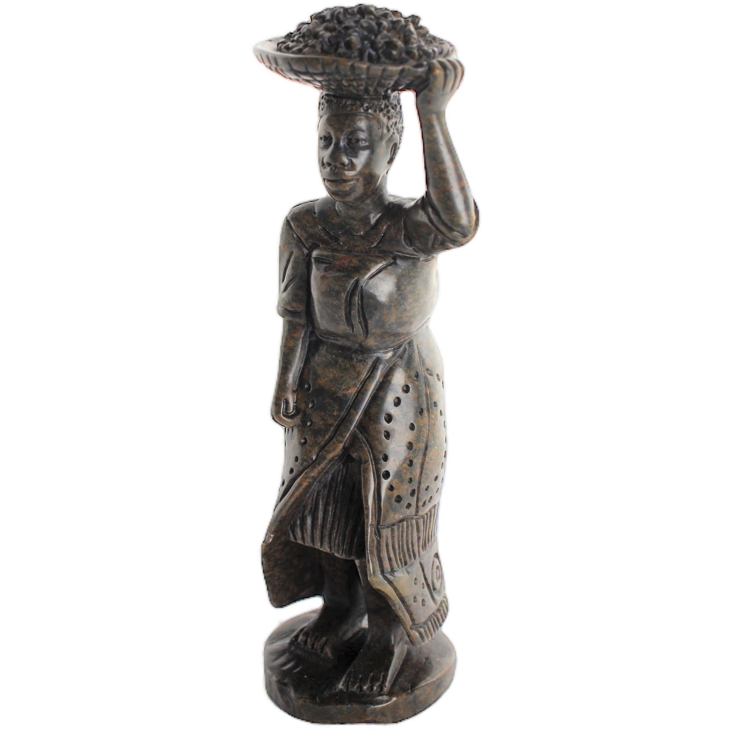Shona Tribe Serpentine Stone Warrior Figure ~9.4" Tall