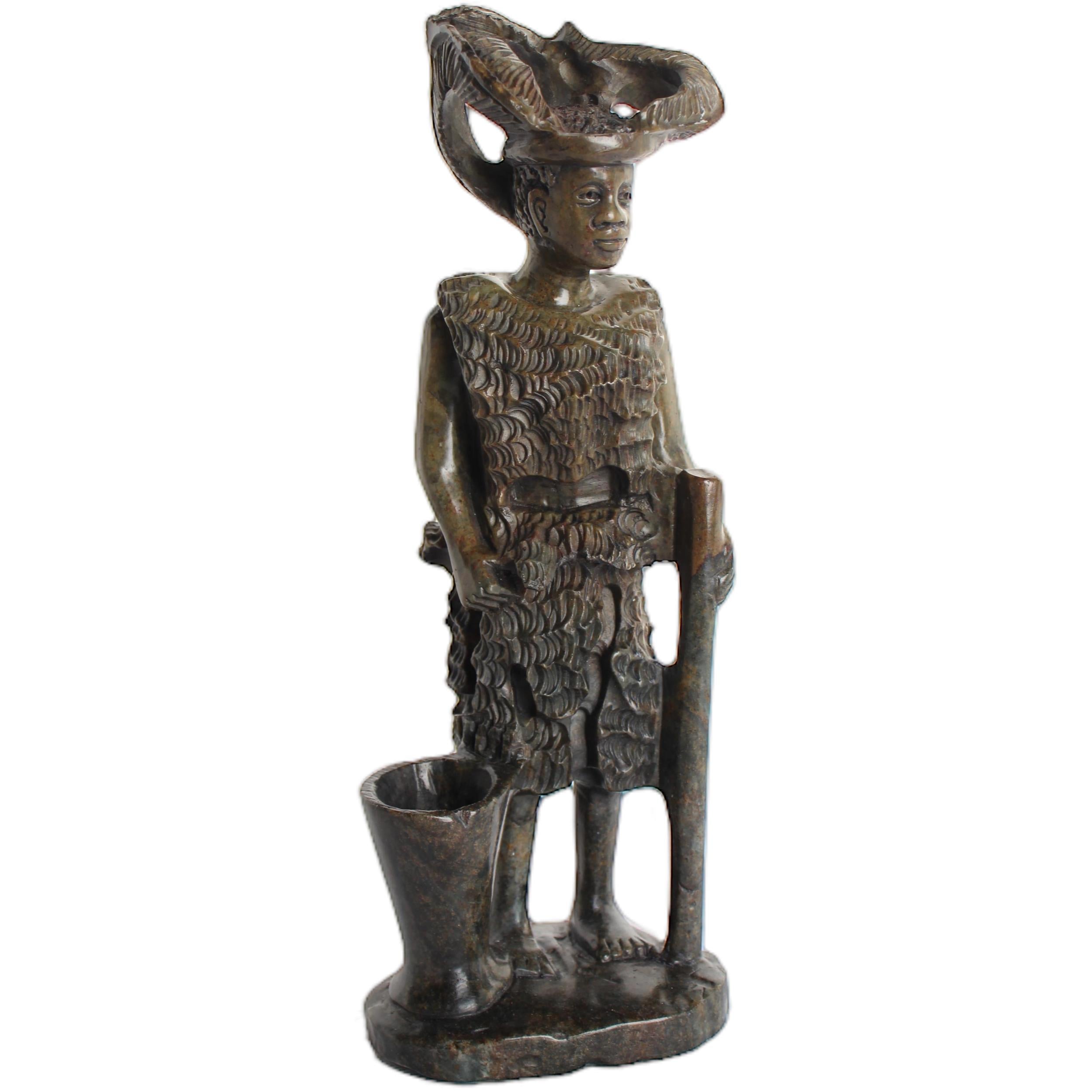 Shona Tribe Serpentine Stone Warrior Figure ~11.4" Tall