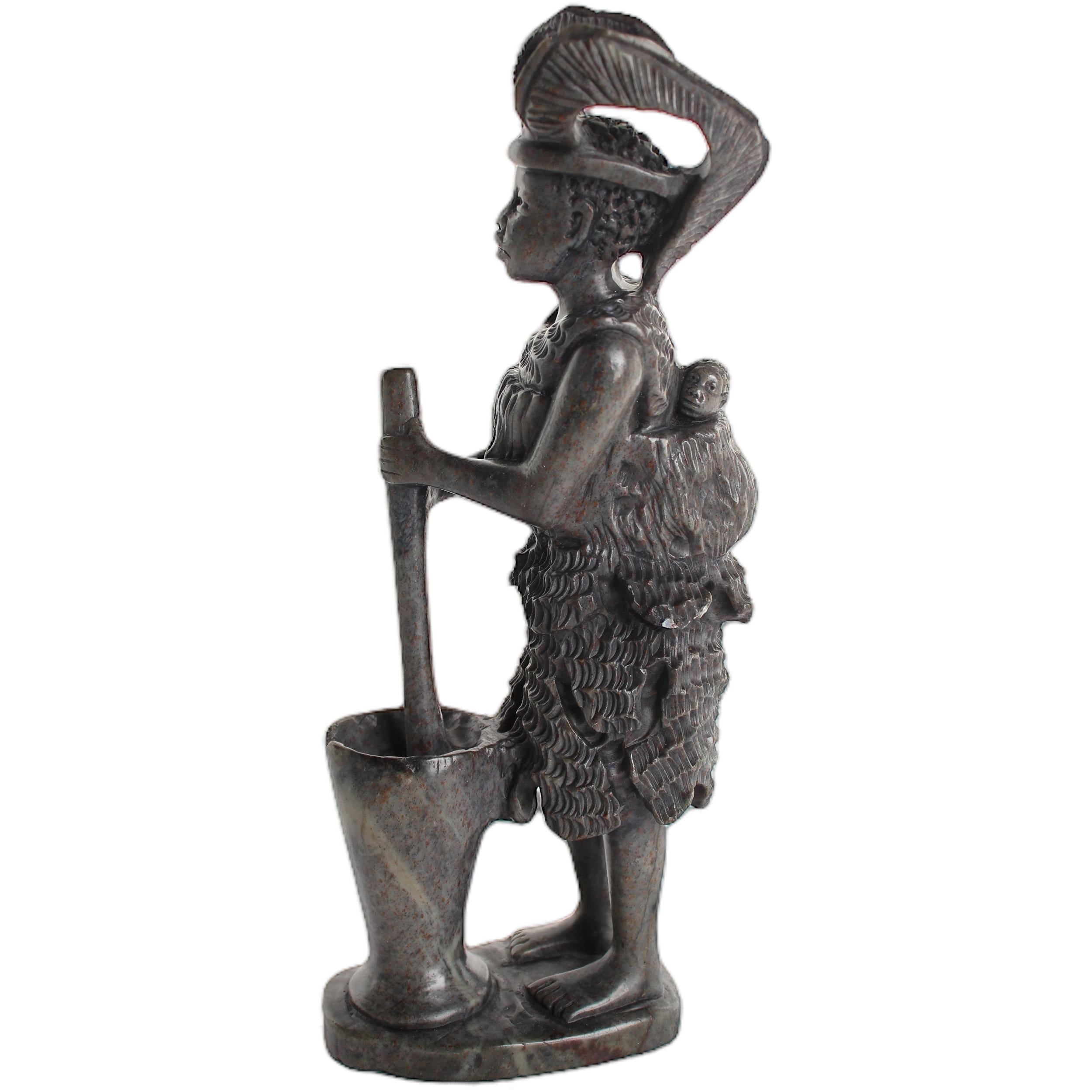 Shona Tribe Serpentine Stone Warrior Figure ~11.4" Tall