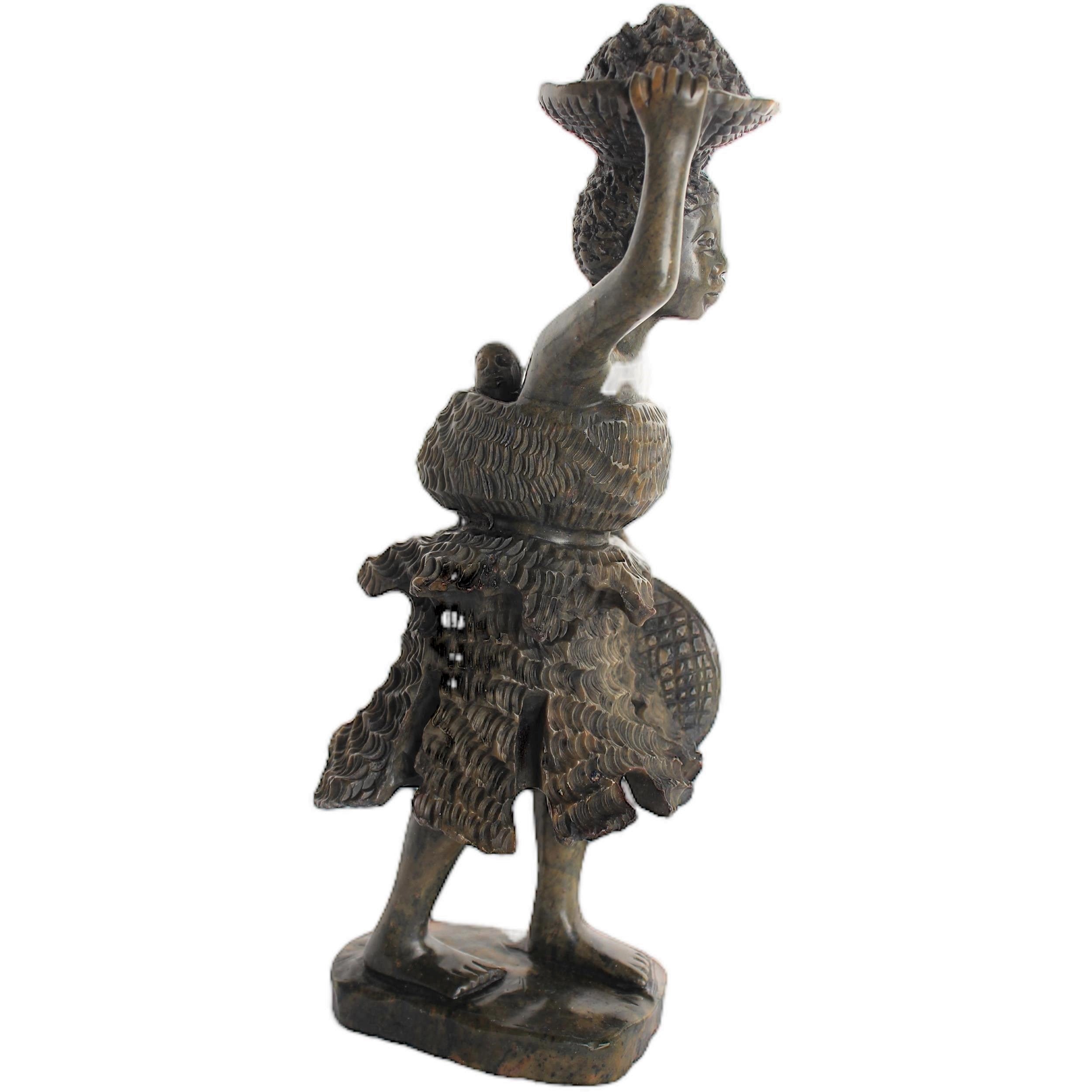 Shona Tribe Serpentine Stone Warrior Figure ~10.6" Tall - Warrior Figure