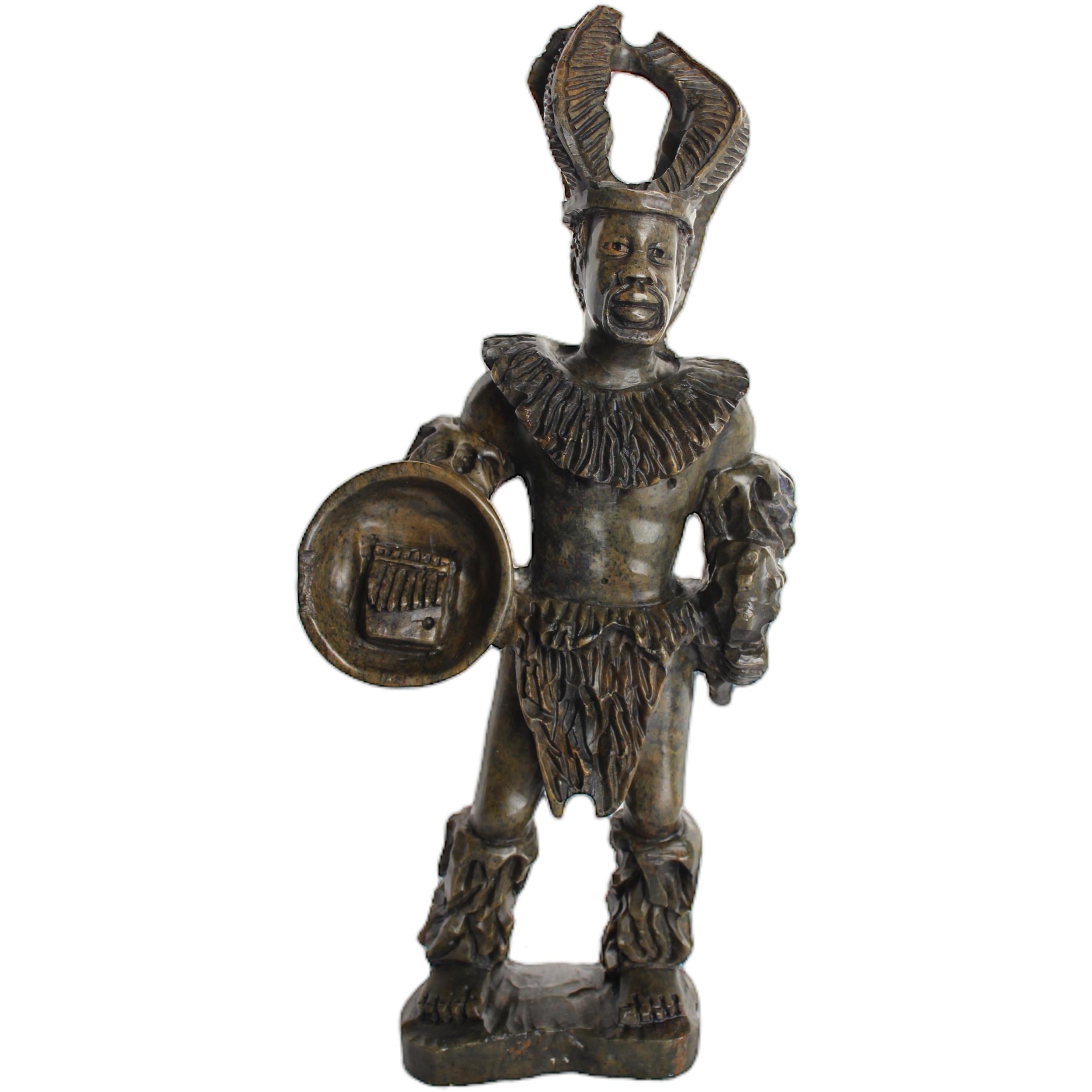 Shona Tribe Serpentine Stone Warrior Figure ~11.8" Tall - Warrior Figure