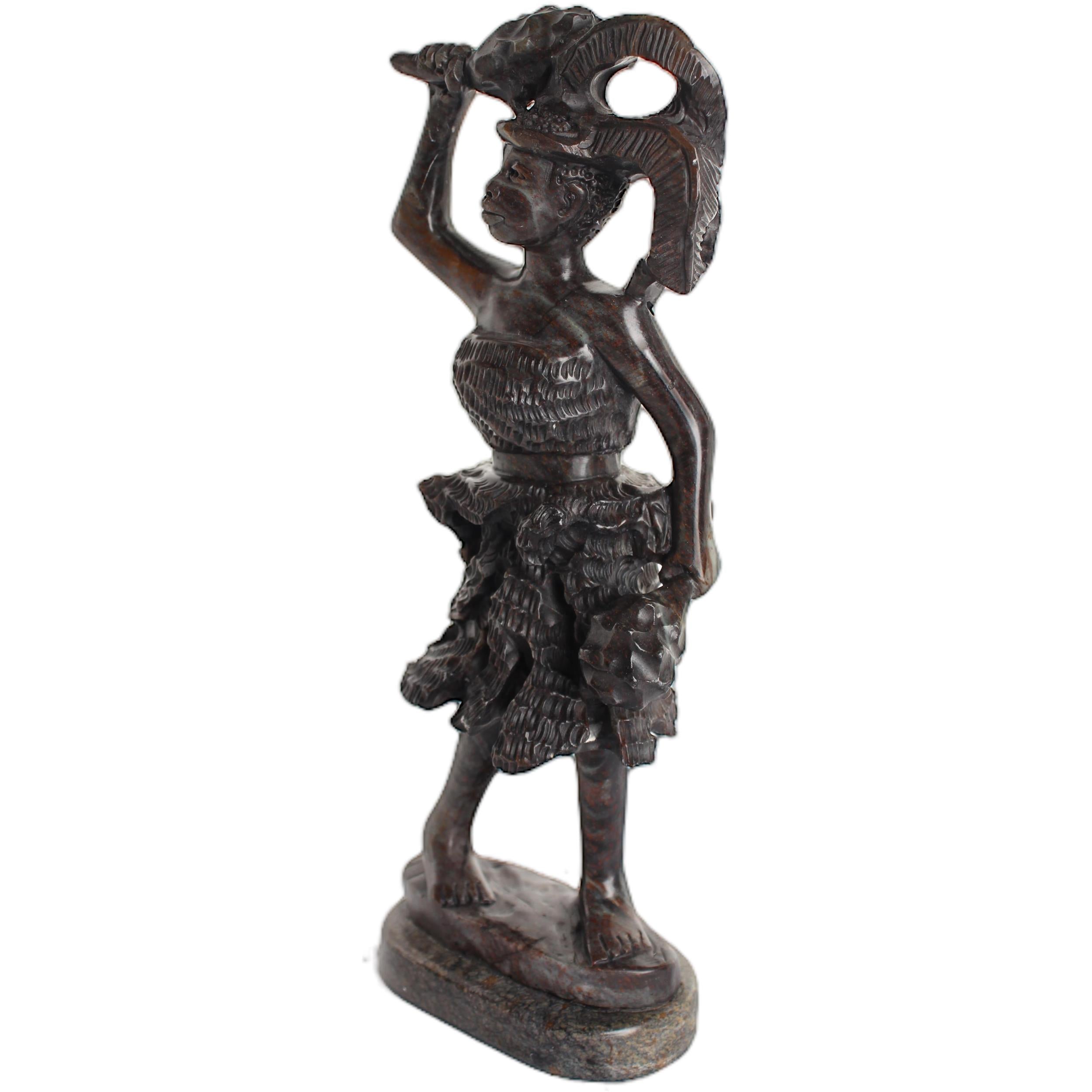 Shona Tribe Serpentine Stone Warrior Figure ~11.0" Tall - Warrior Figure