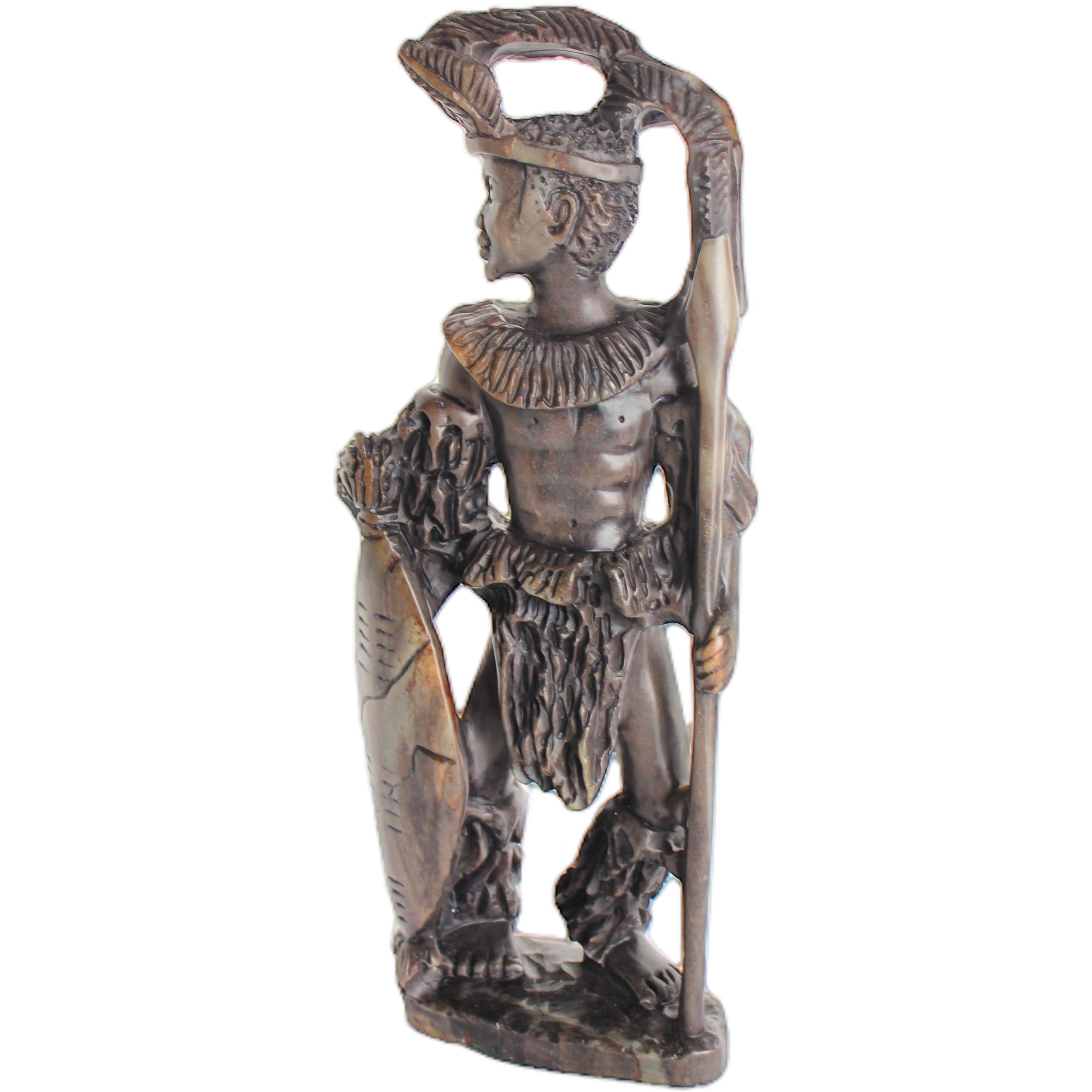 Shona Tribe Serpentine Stone Warrior Figure ~11.8" Tall