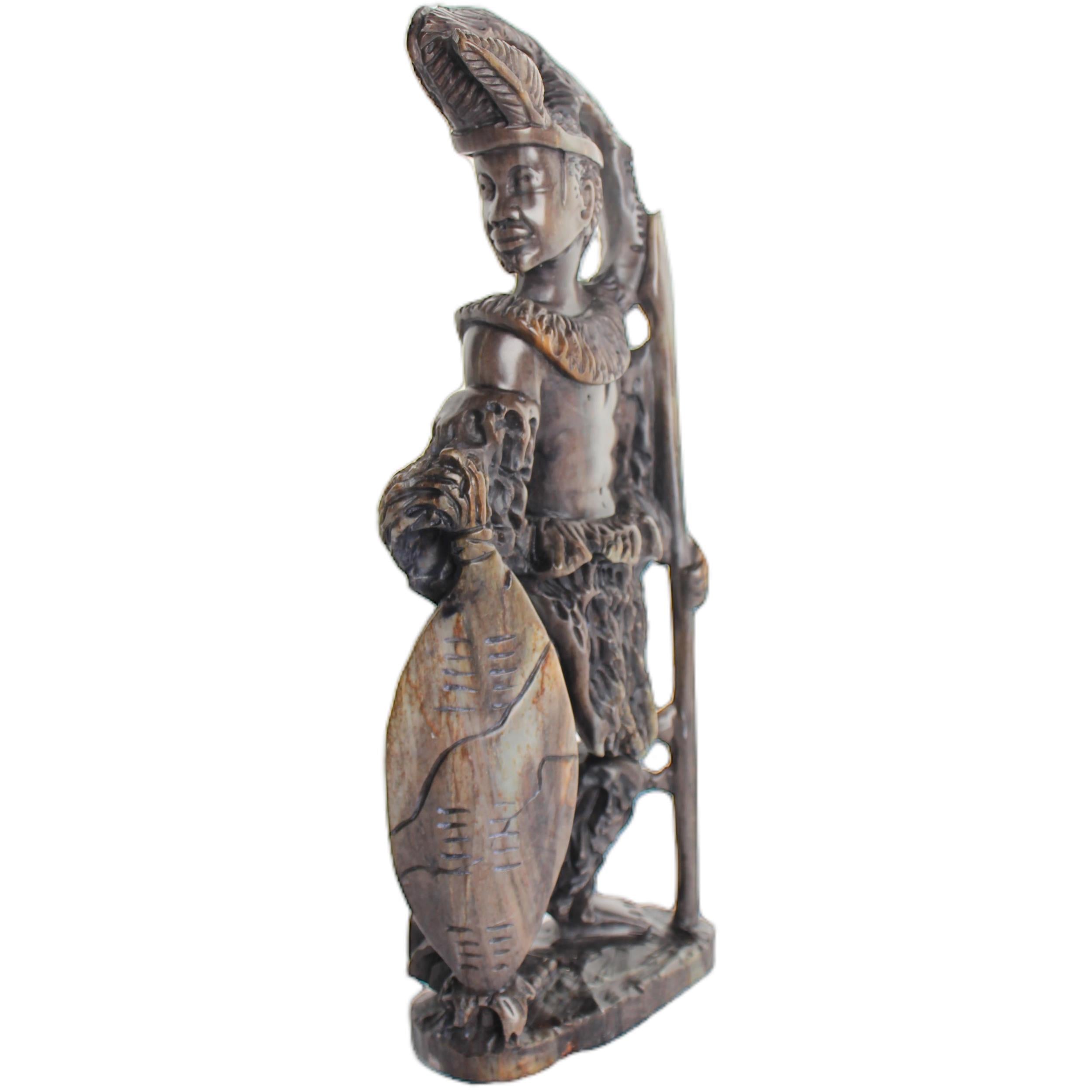 Shona Tribe Serpentine Stone Warrior Figure ~11.8" Tall - Warrior Figure