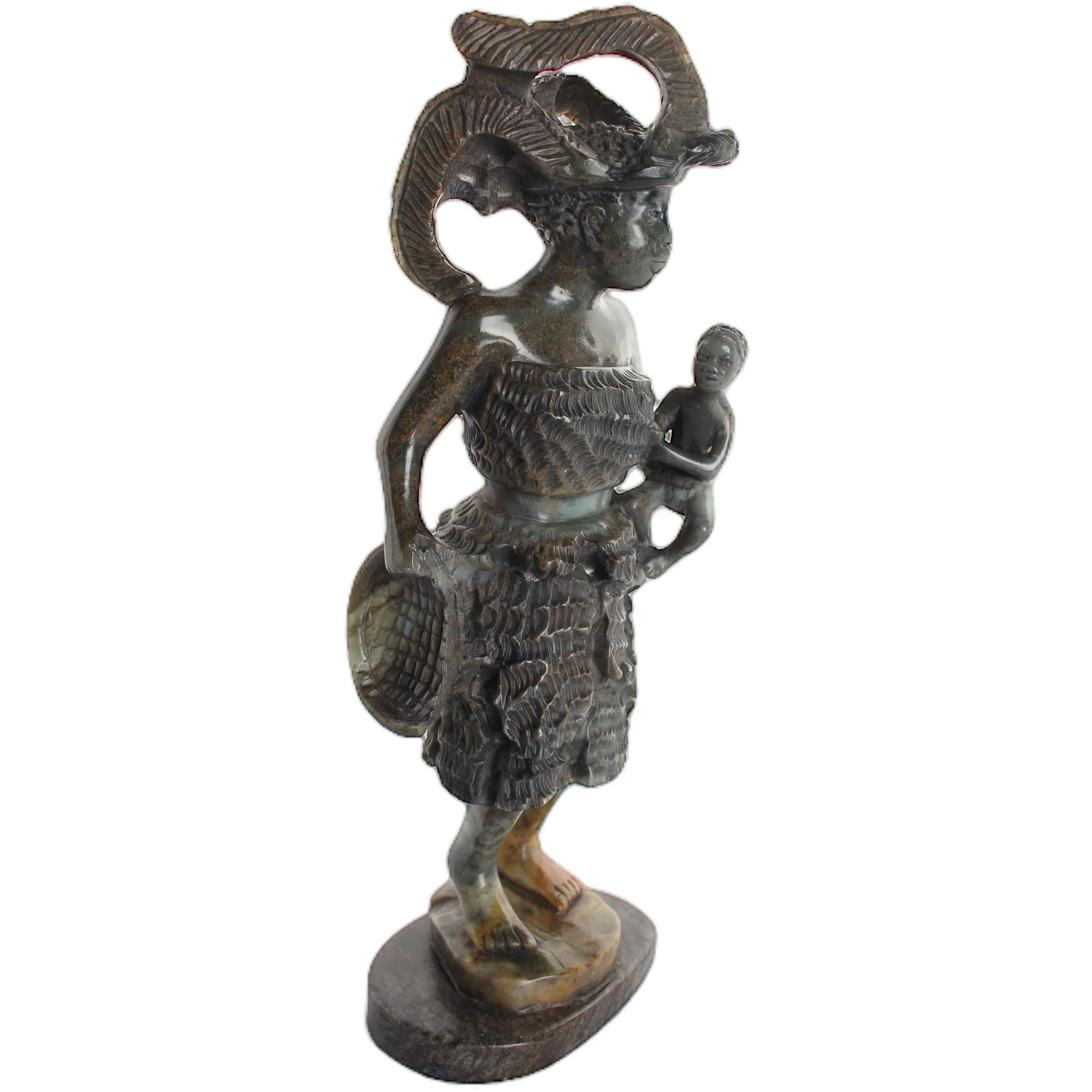 Shona Tribe Serpentine Stone Warrior Figure ~11.4" Tall - Warrior Figure