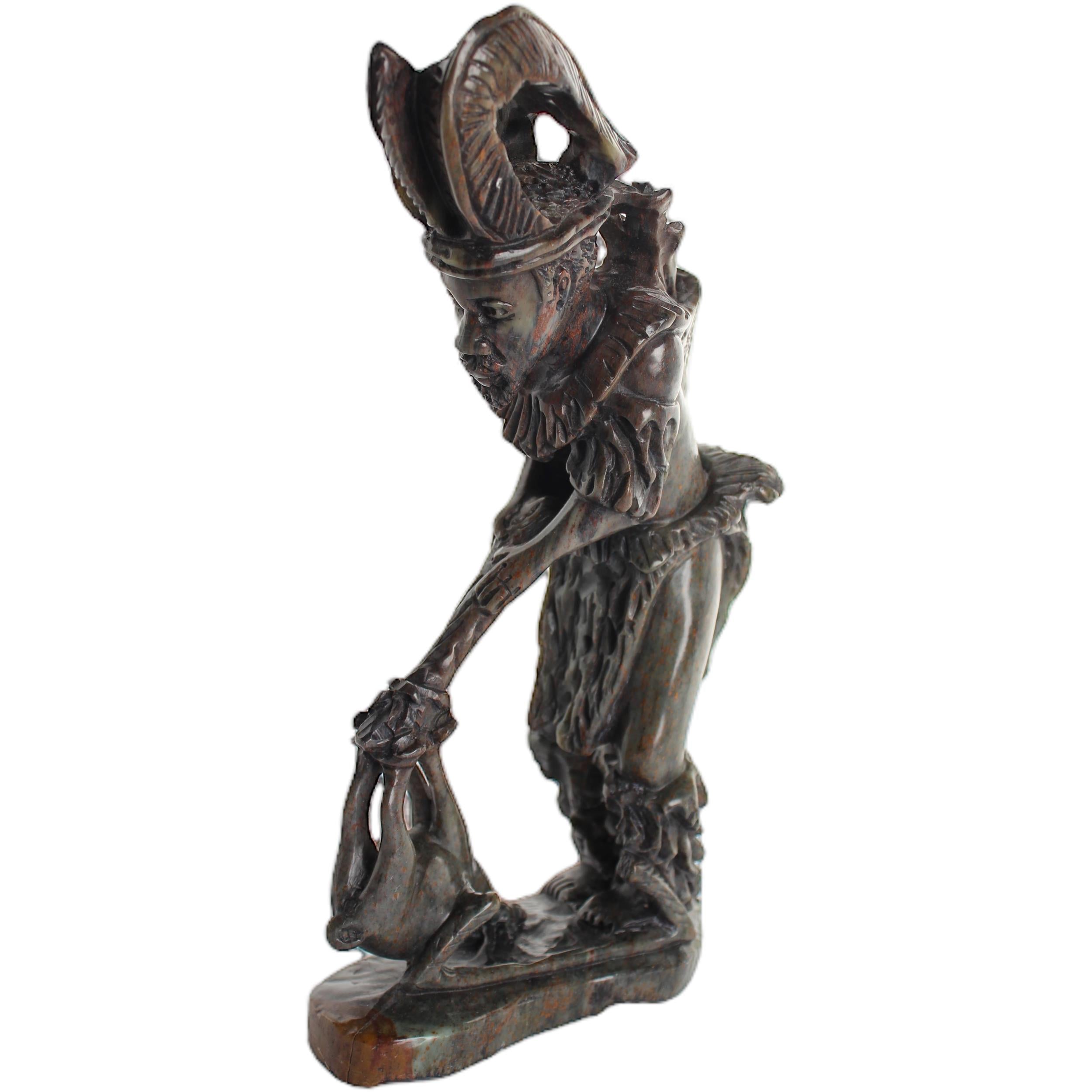 Shona Tribe Serpentine Stone Warrior Figure ~11.0" Tall
