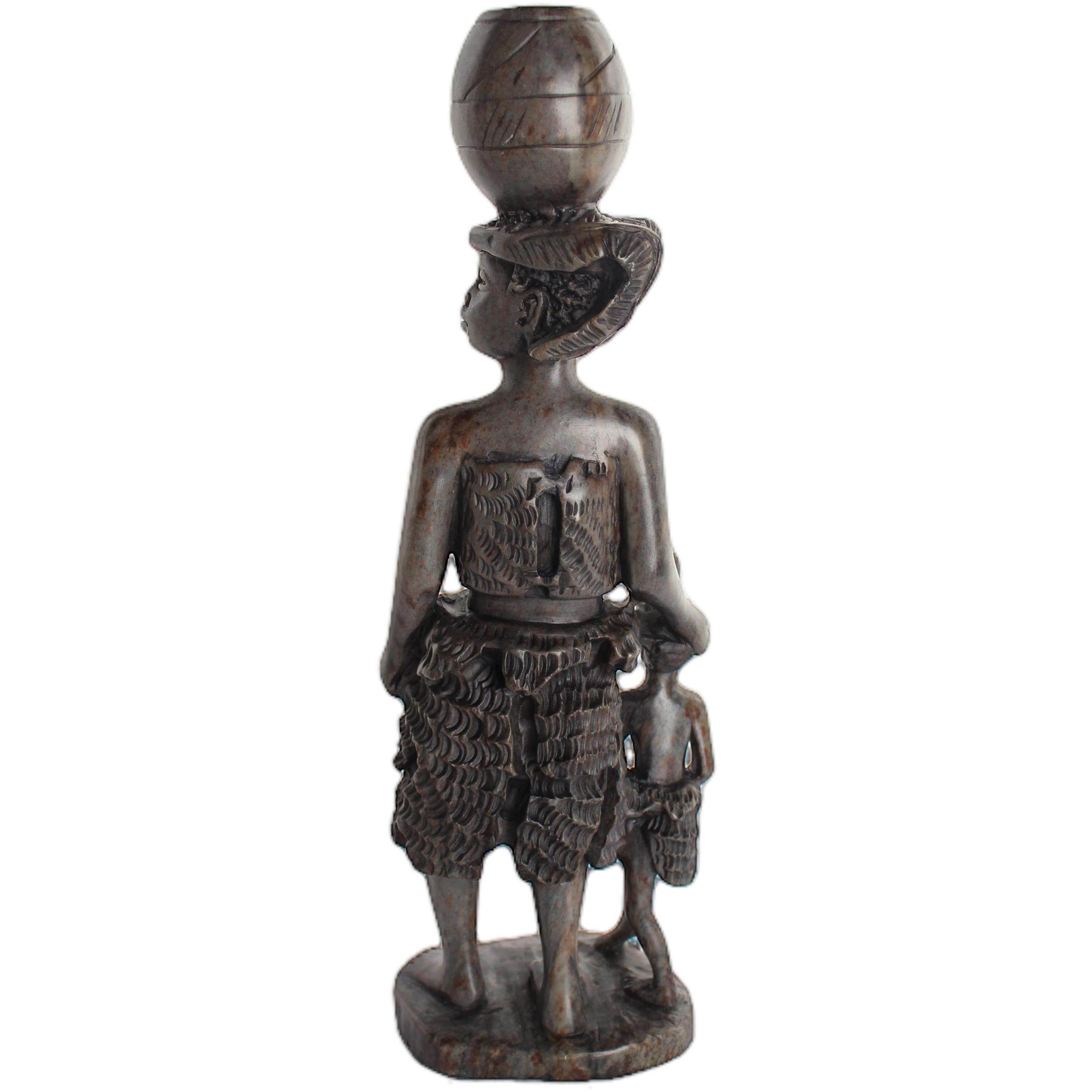 Shona Tribe Serpentine Stone Warrior Figure ~11.8" Tall