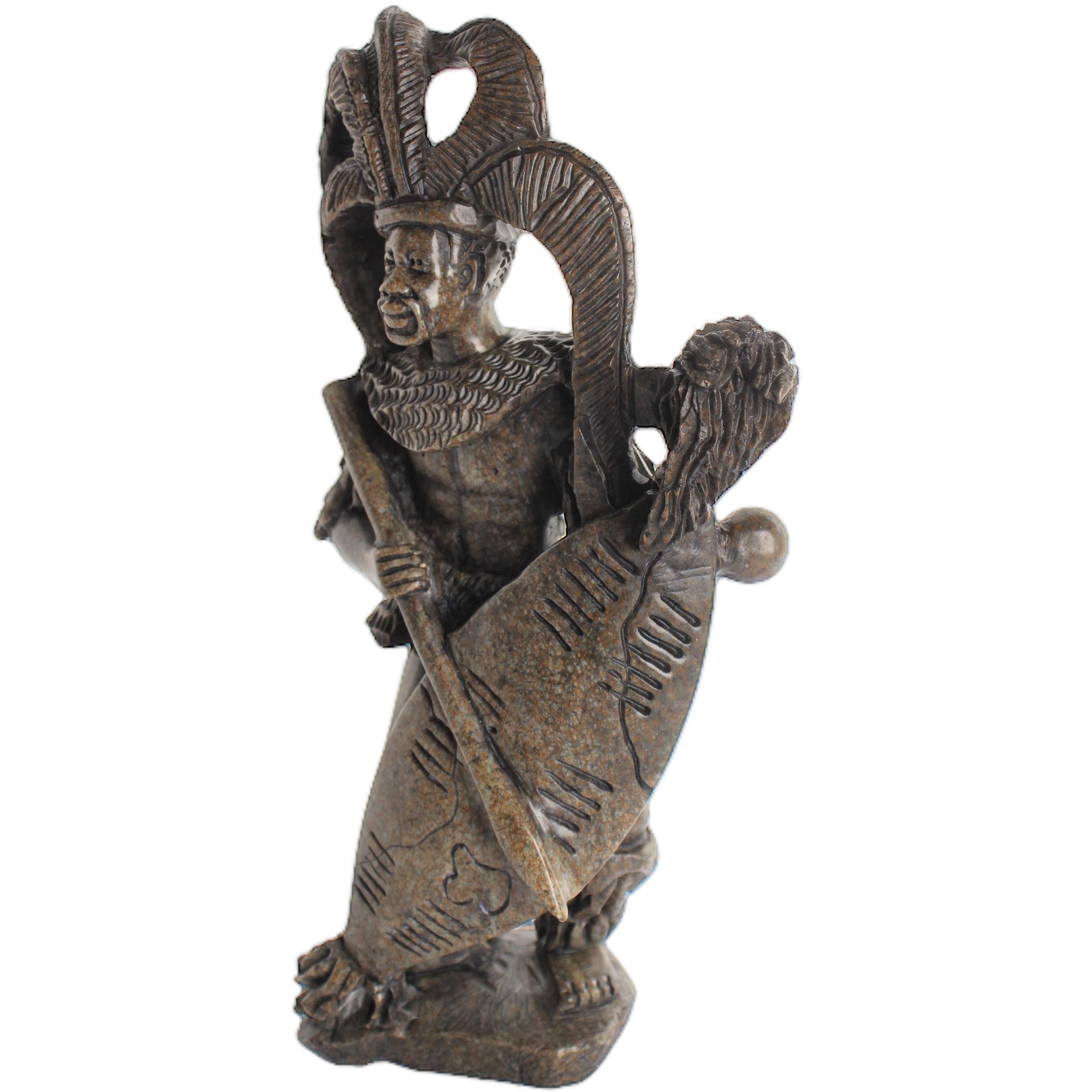 Shona Tribe Serpentine Stone Warrior Figure ~13.4" Tall - Warrior Figure