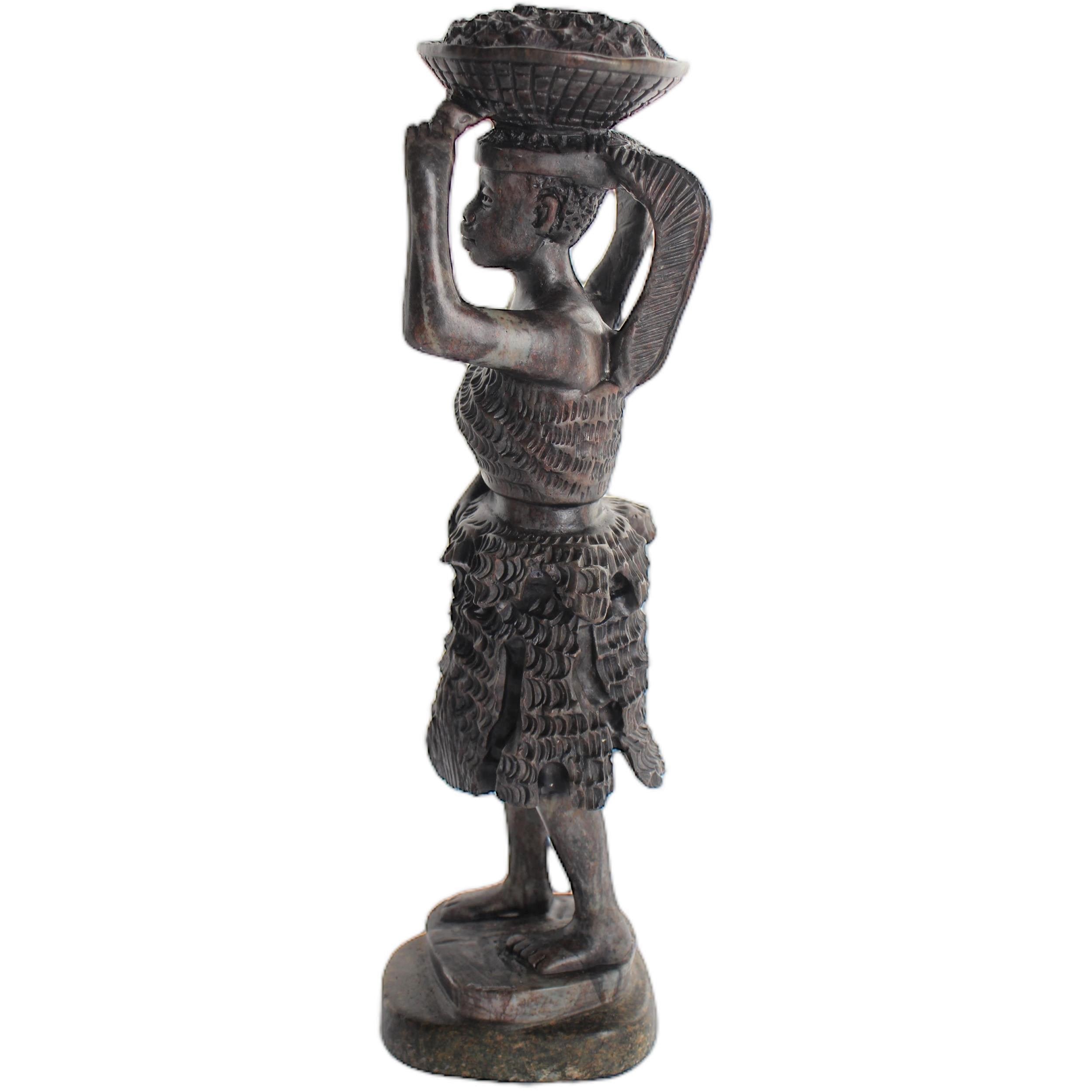 Shona Tribe Serpentine Stone Warrior Figure ~12.2" Tall