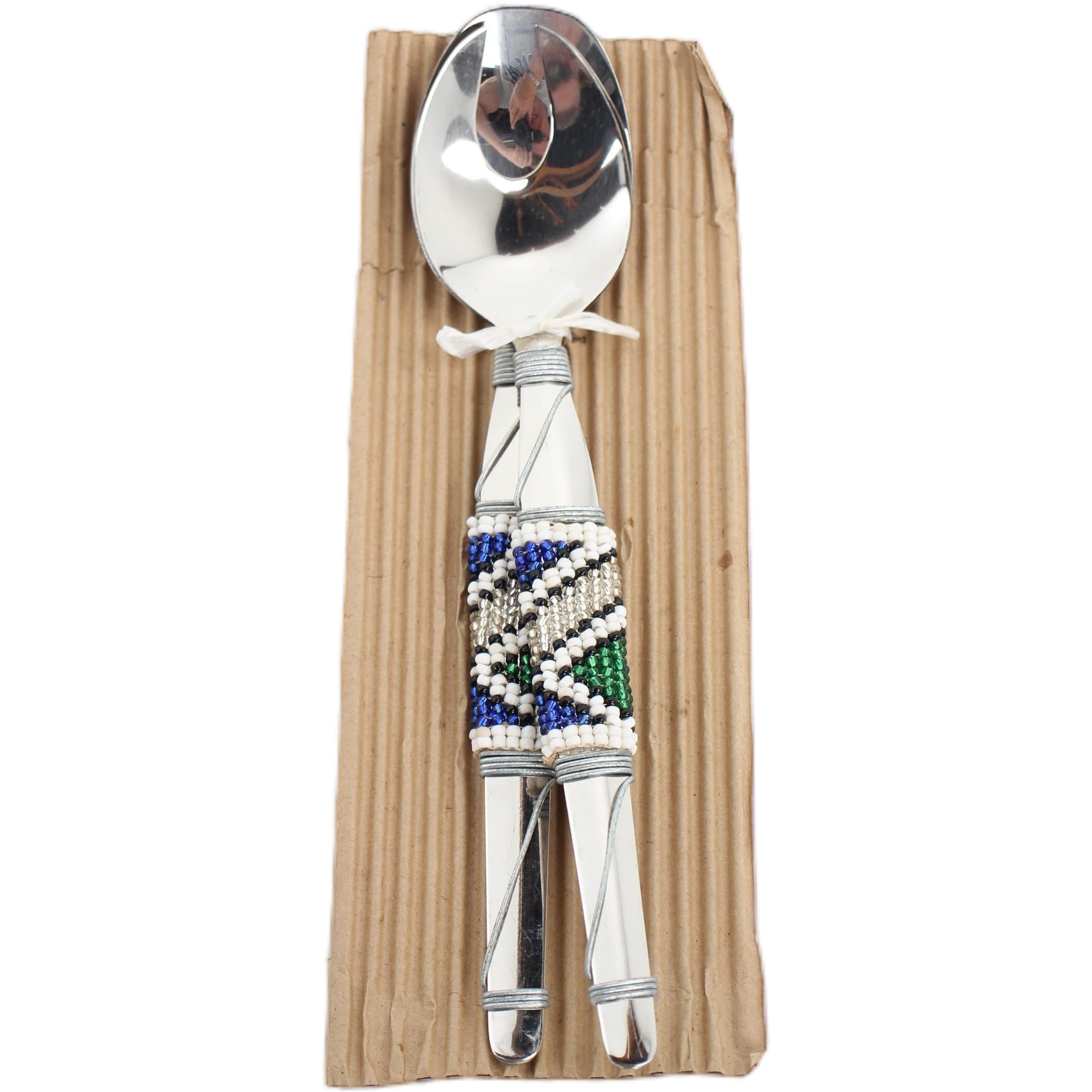 Ndebele Tribe Beaded Tablespoons ~3.1" Tall - Beaded Tablespoons