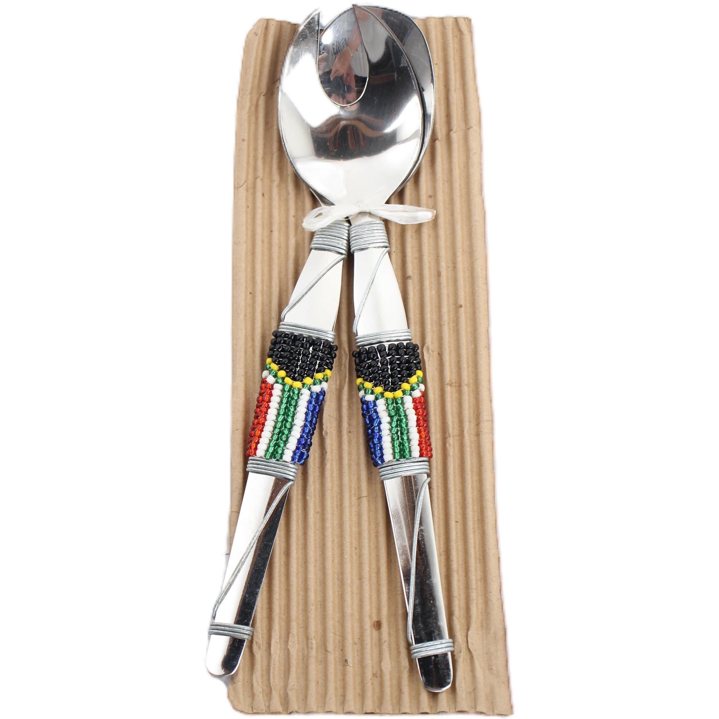 Ndebele Tribe Beaded Tablespoons ~3.1" Tall - Beaded Tablespoons
