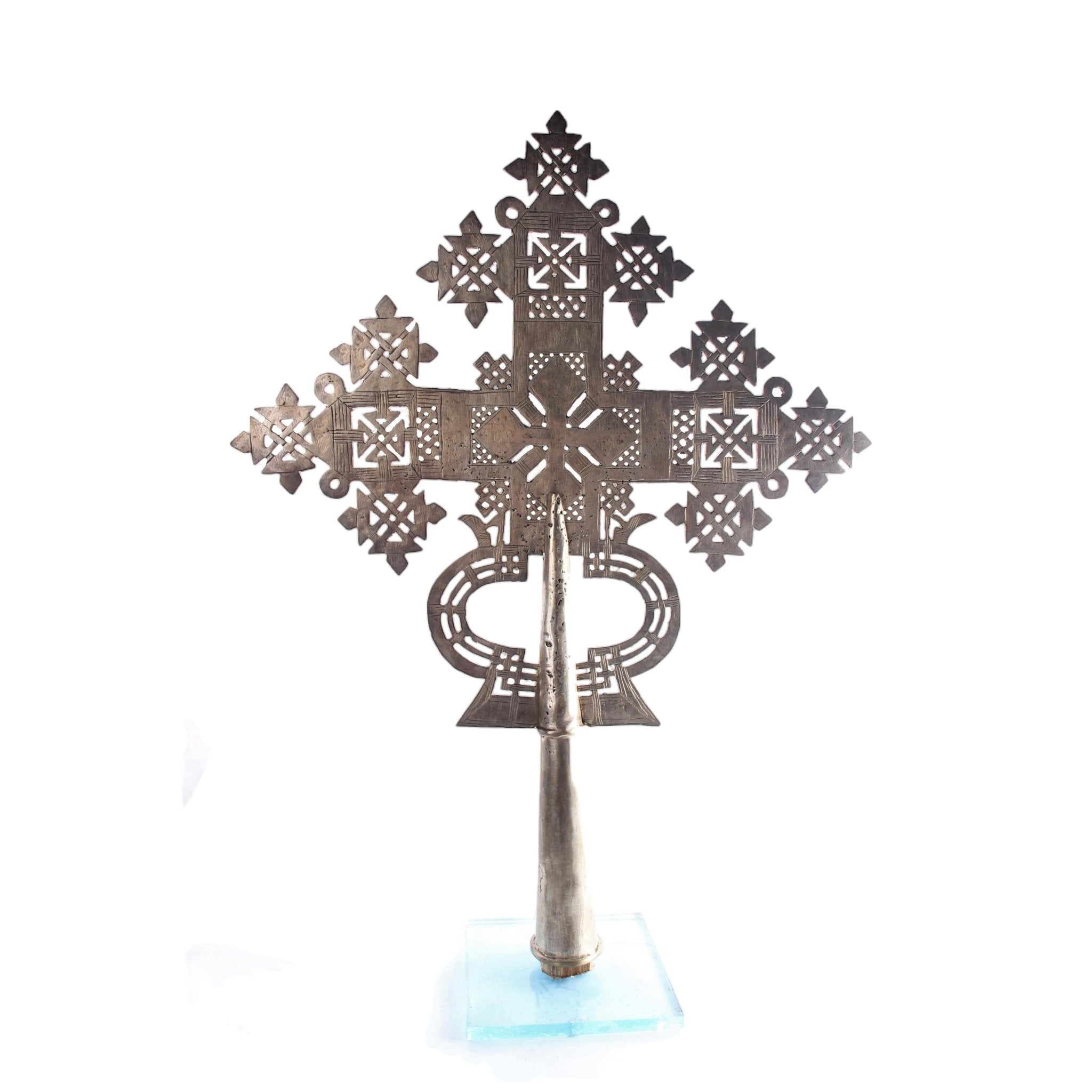 Amhara Tribe Silver Ethiopian Crosses ~25.6" Tall - African Angel Art - Silver Ethiopian Crosses