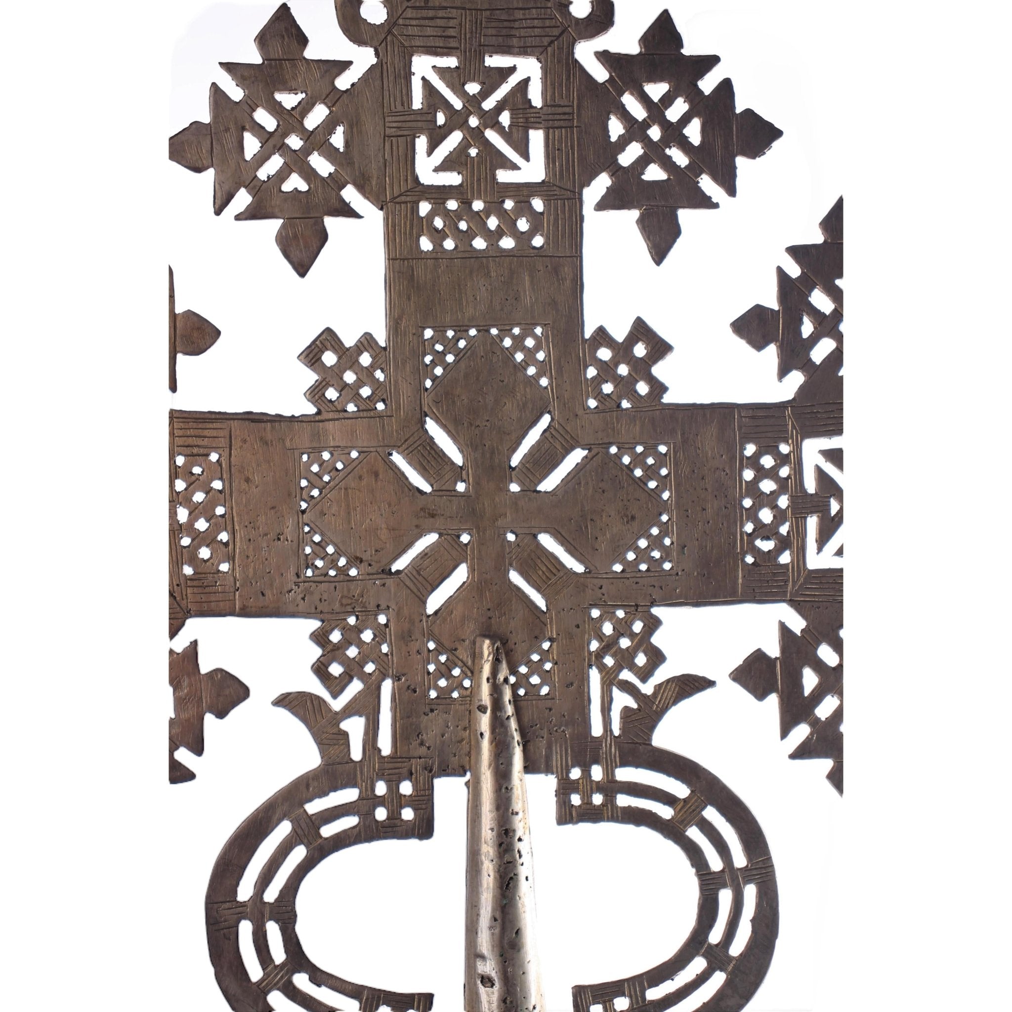 Amhara Tribe Silver Ethiopian Crosses ~25.6" Tall - African Angel Art - Silver Ethiopian Crosses
