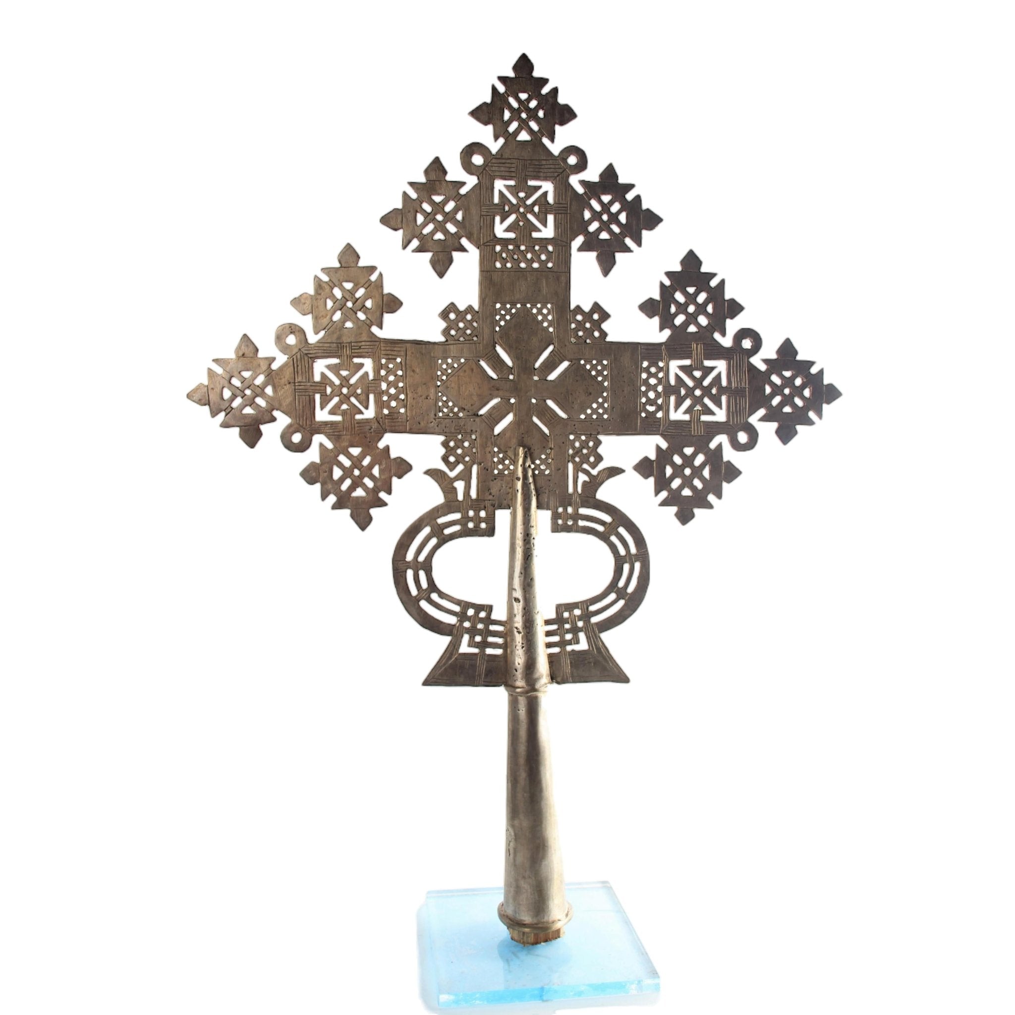 Amhara Tribe Silver Ethiopian Crosses ~25.6" Tall - African Angel Art - Silver Ethiopian Crosses