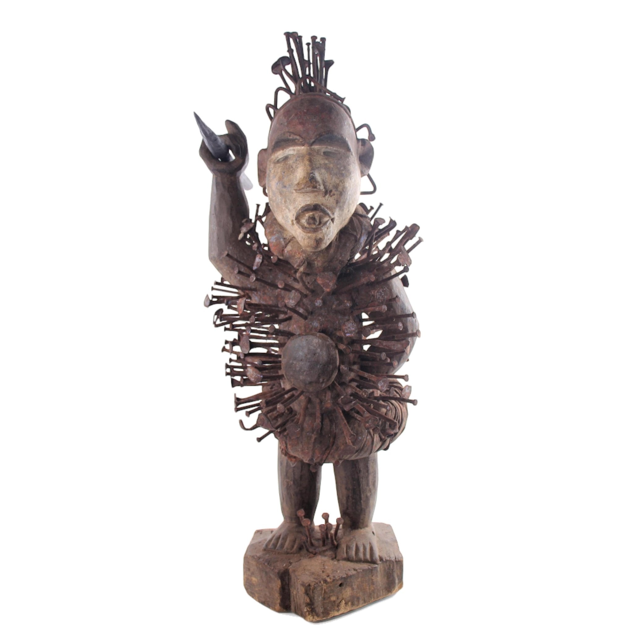 Bakongo Tribe Fetishes ~28.7" Tall - African Angel Art
