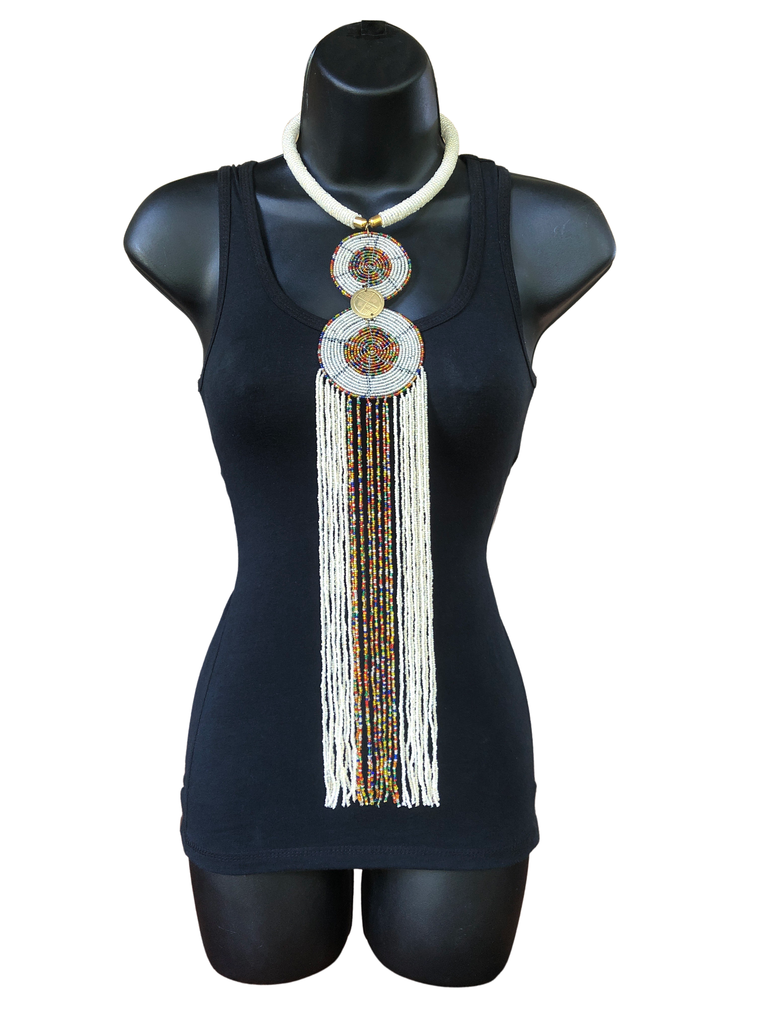 Kikuyu Long Classic Double Disk Necklace