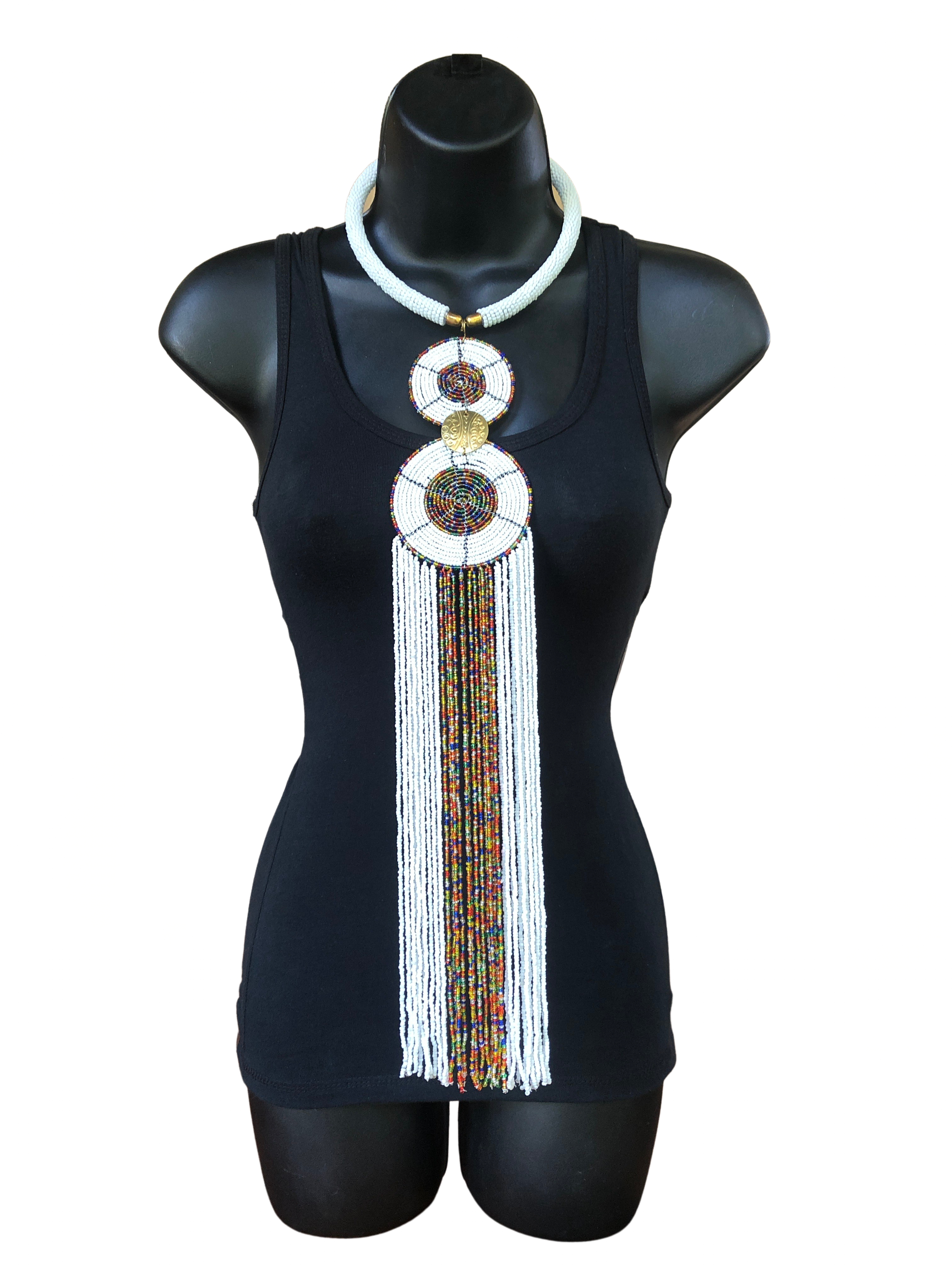 Kikuyu Long Classic Double Disk Necklace - Kikuyu