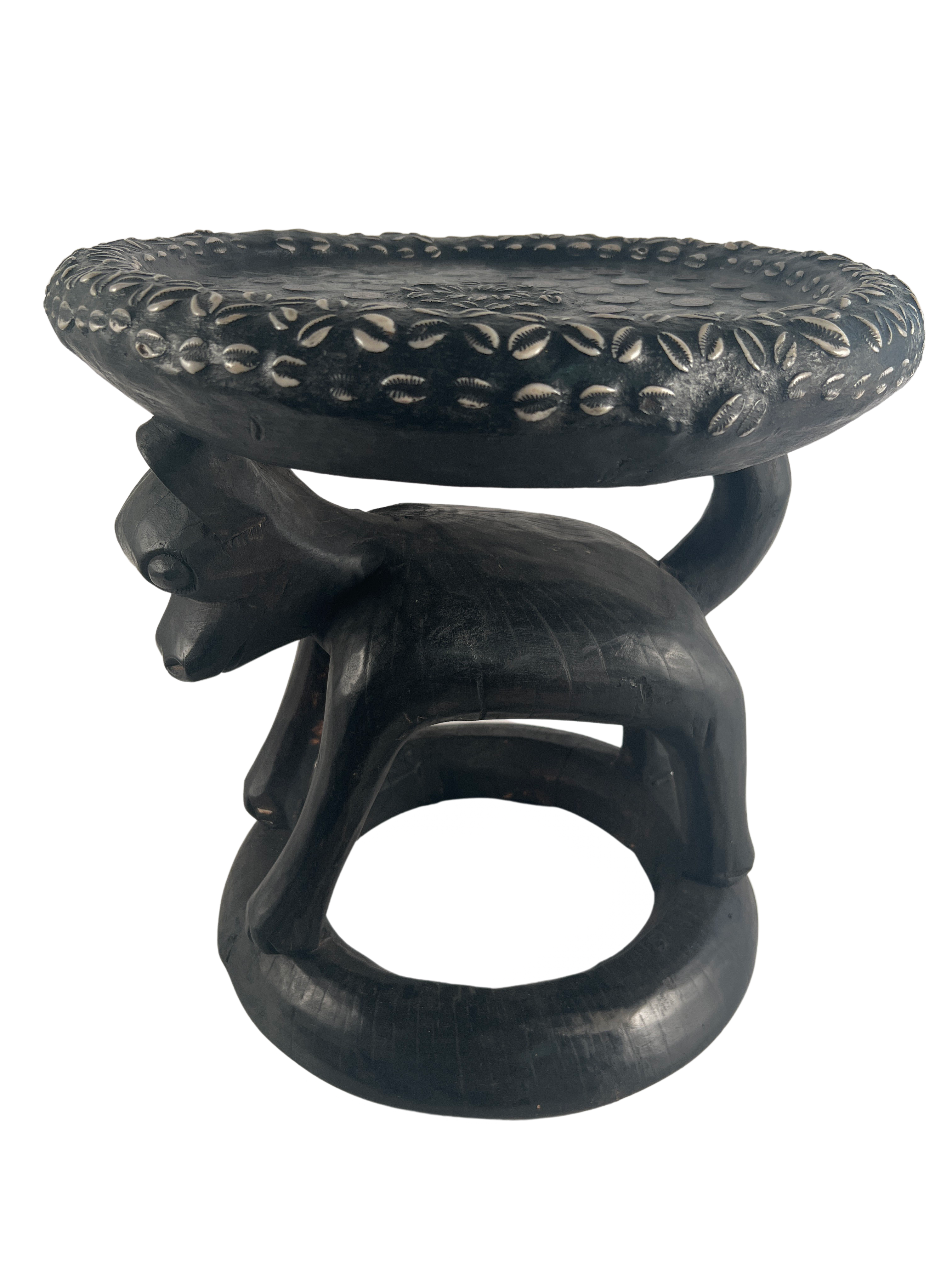 Bamileke Tribe Coin and Cowrie Stool - Bamileke