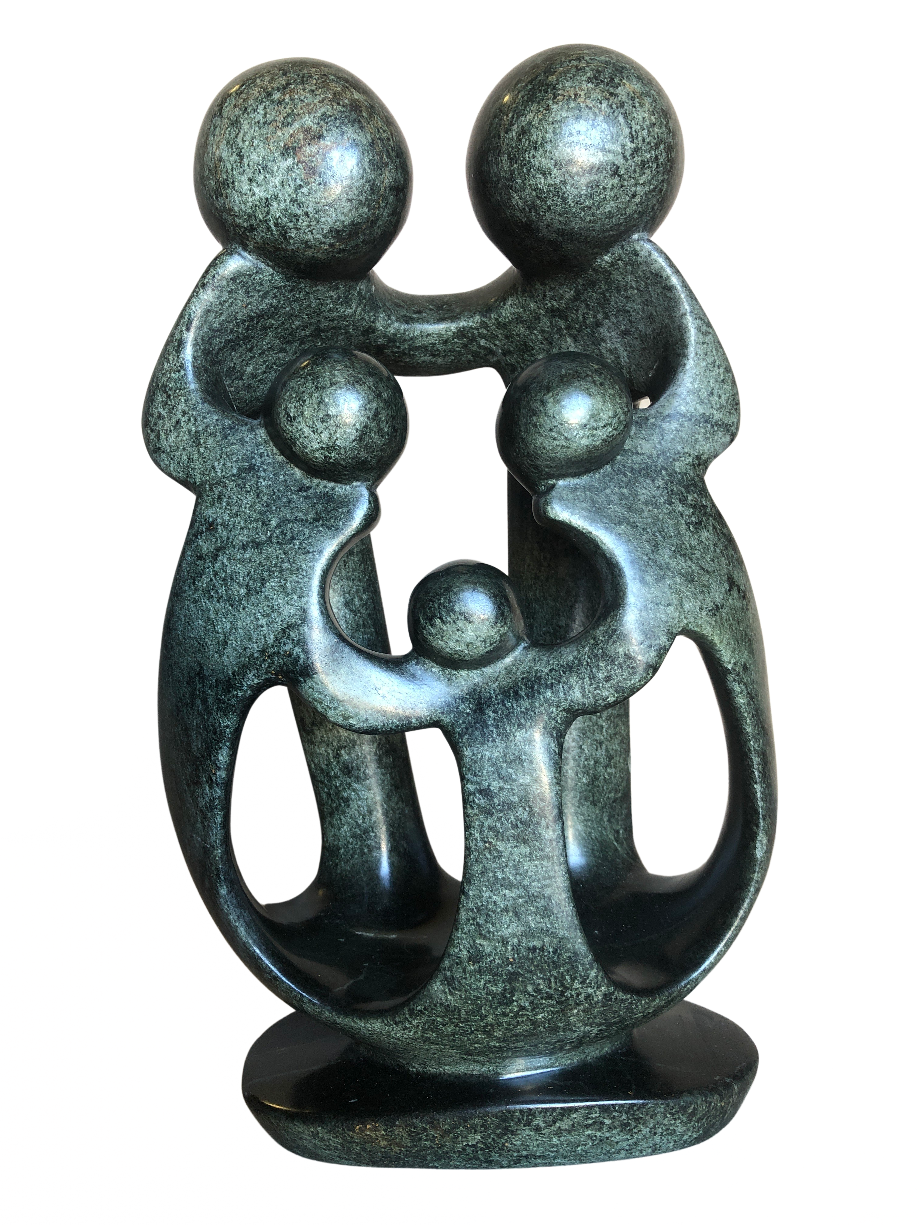 Shona Tribe Serpentine Rock Family Of Five - Shona