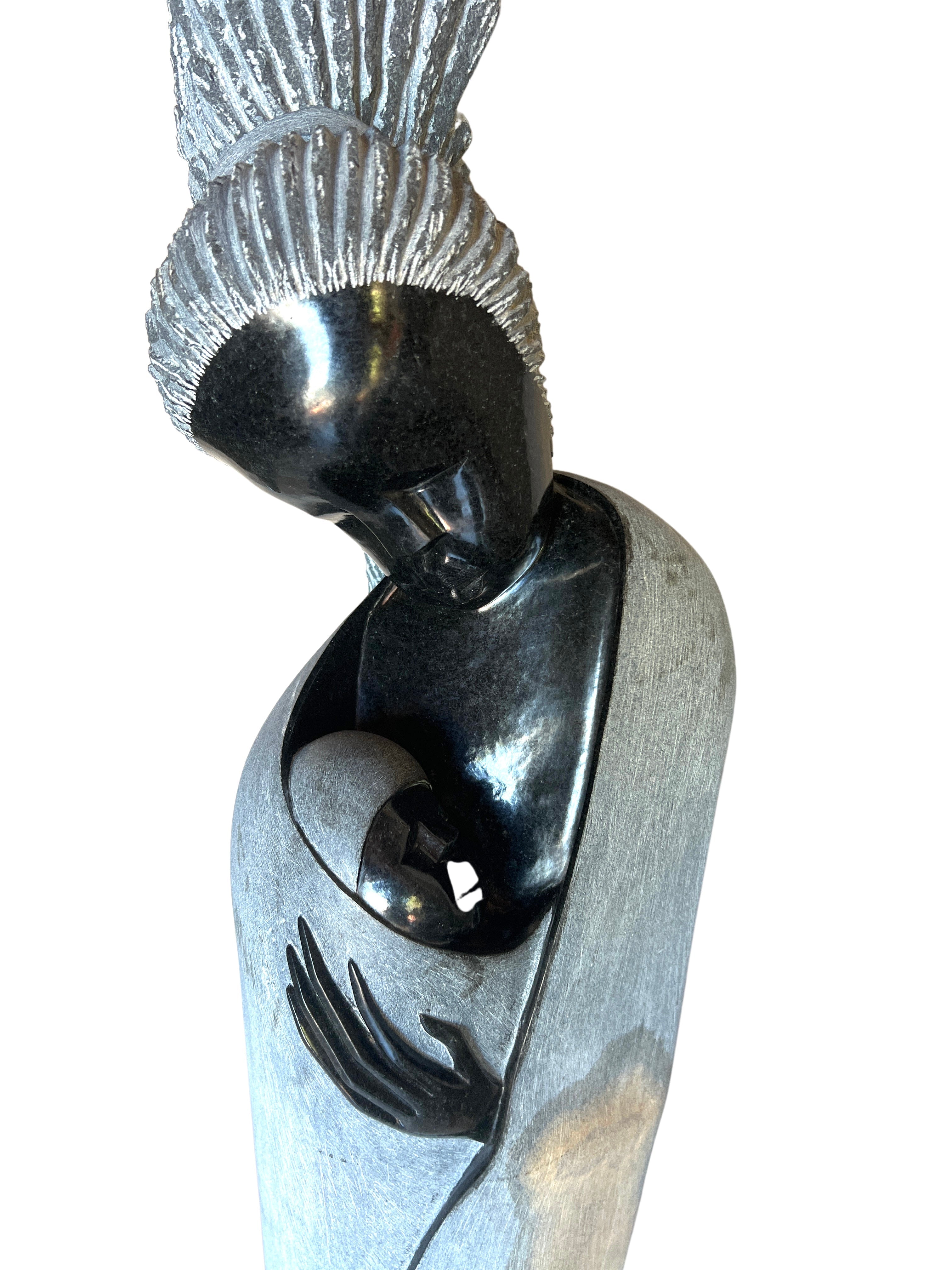 Shona Tribe Opal Stone Mother and Child - Shona