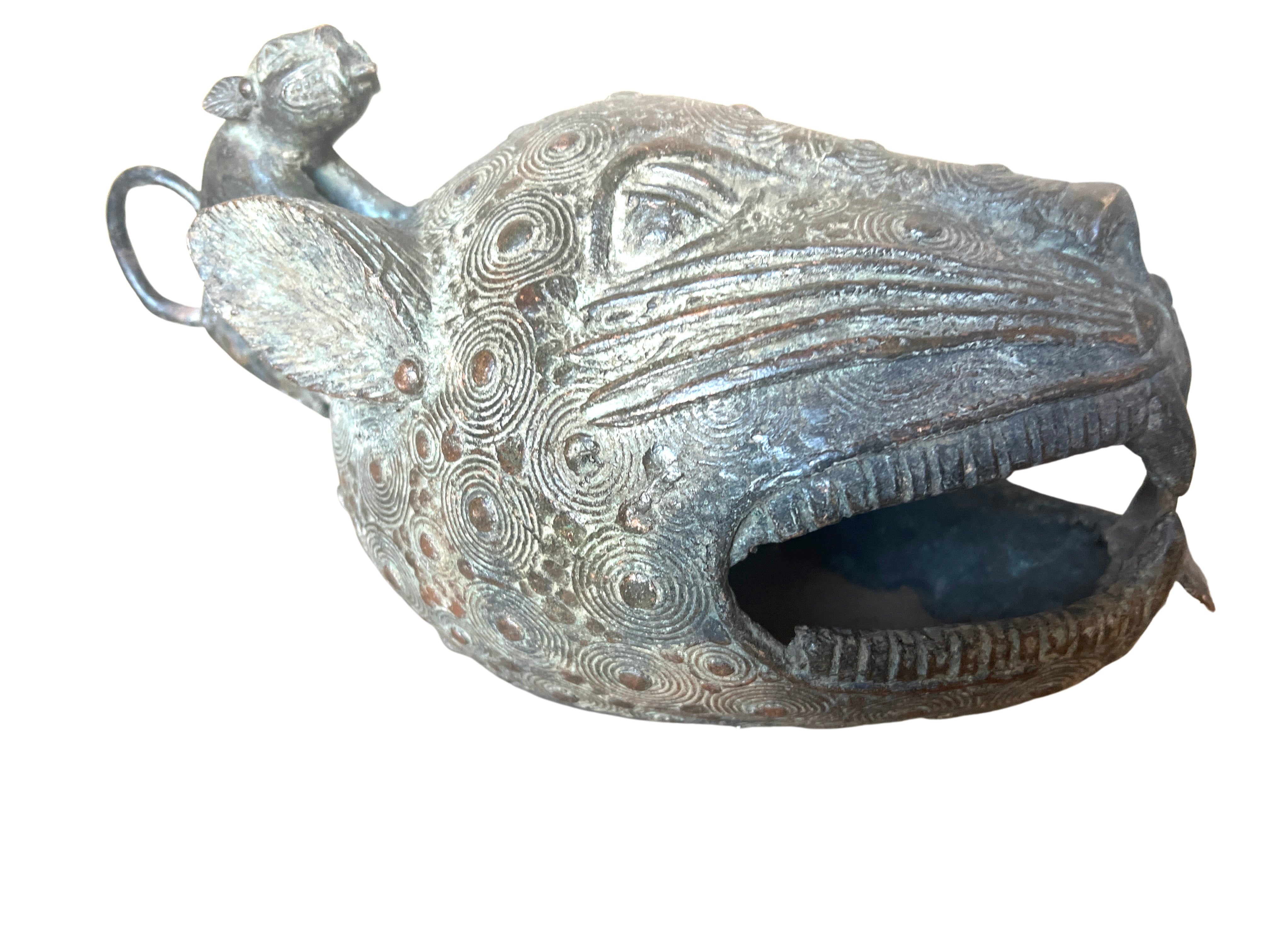Edo Benin Bronze Leopard Head - Edo