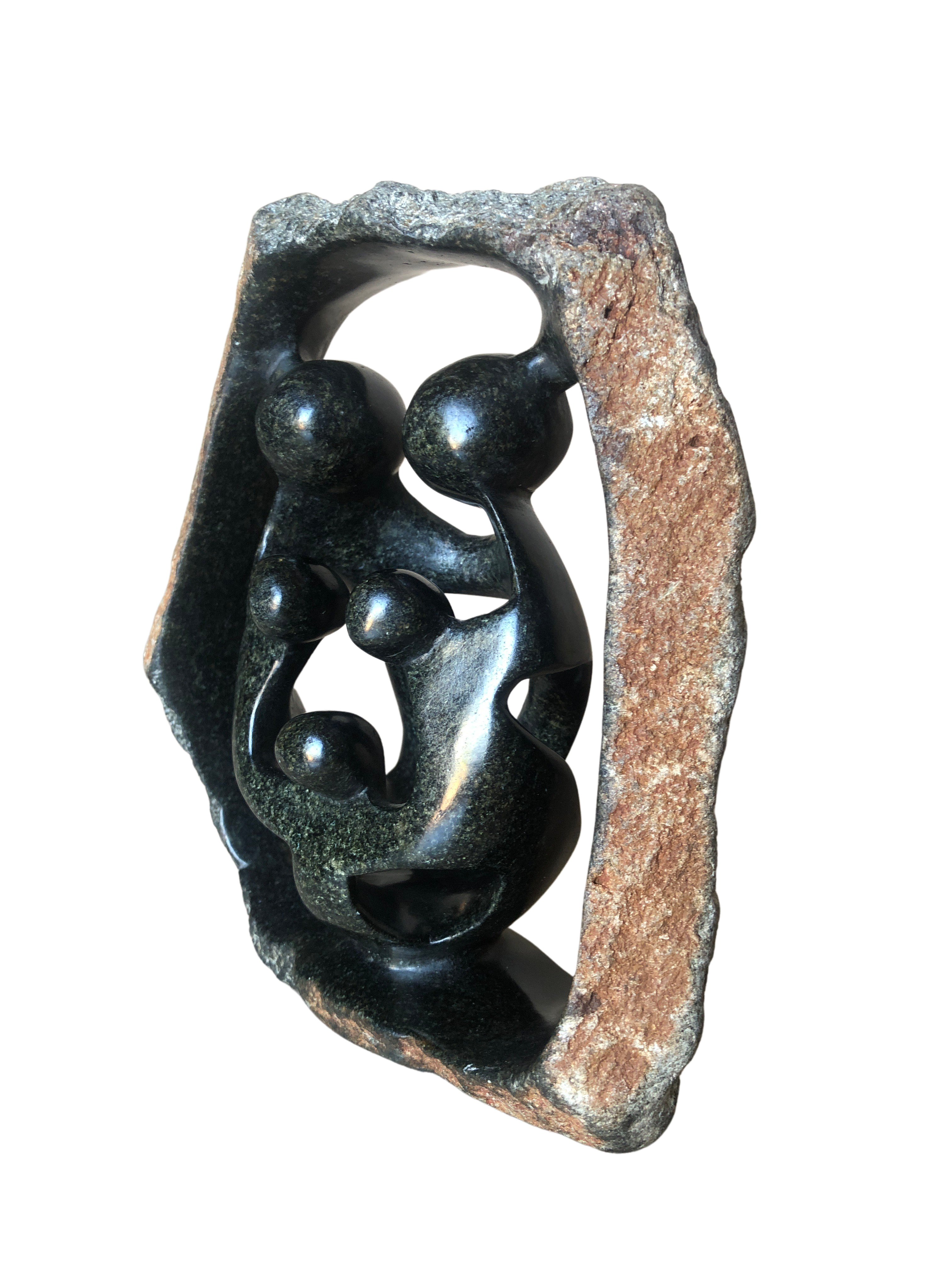 Shona Tribe Serpentine Stone Rock Family - Shona