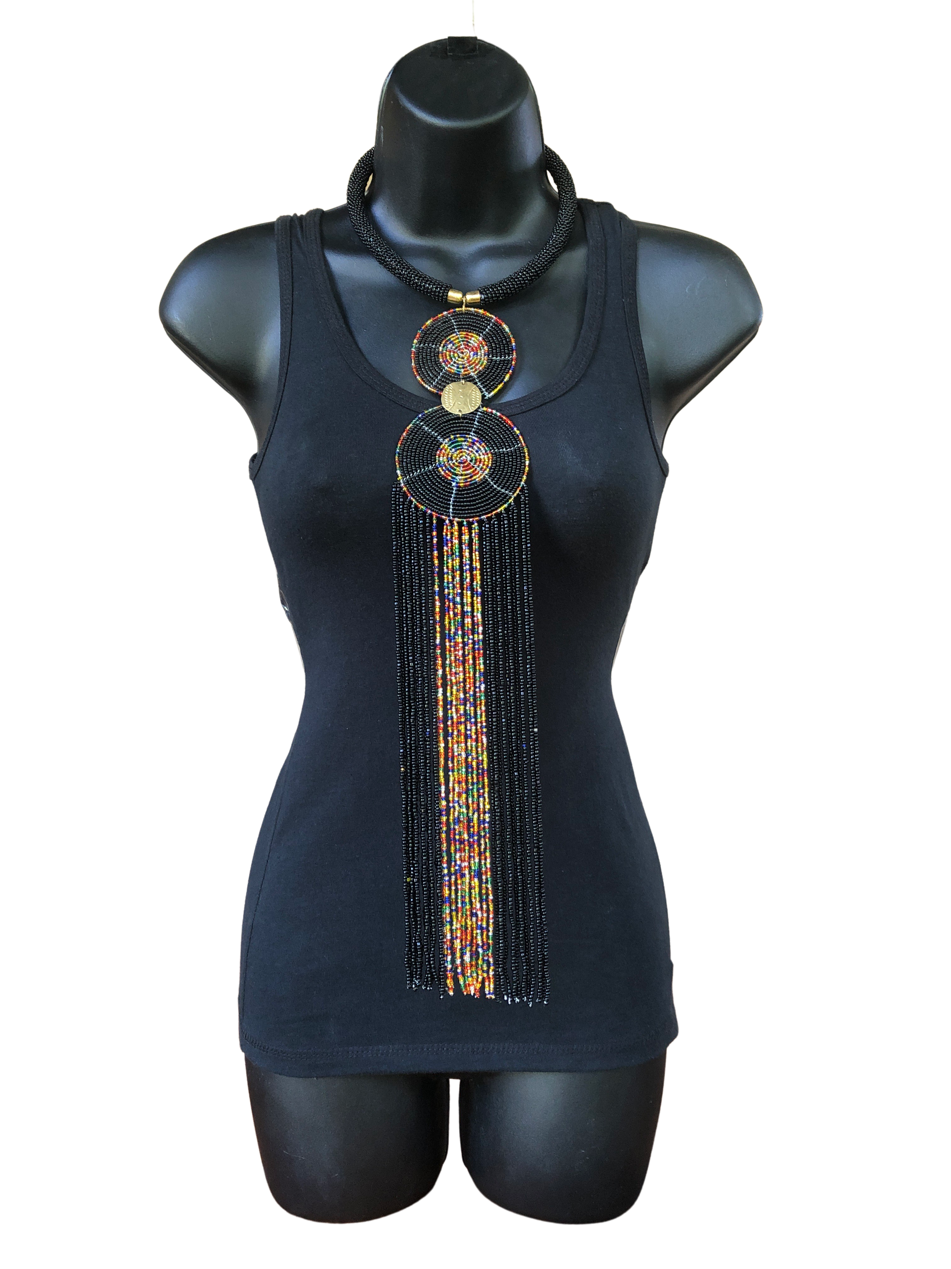 Kikuyu Long Classic Double Disk Necklace