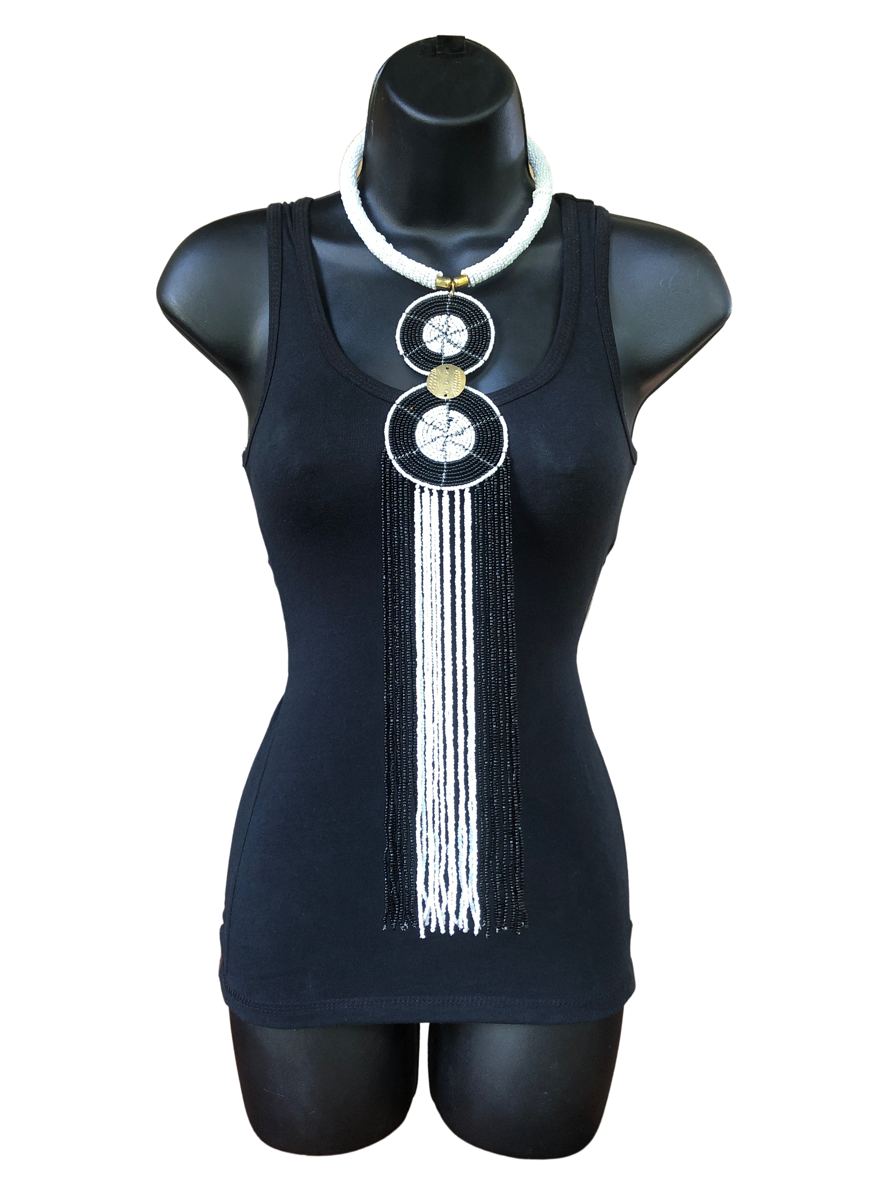 Kikuyu Long Classic Double Disk Necklace