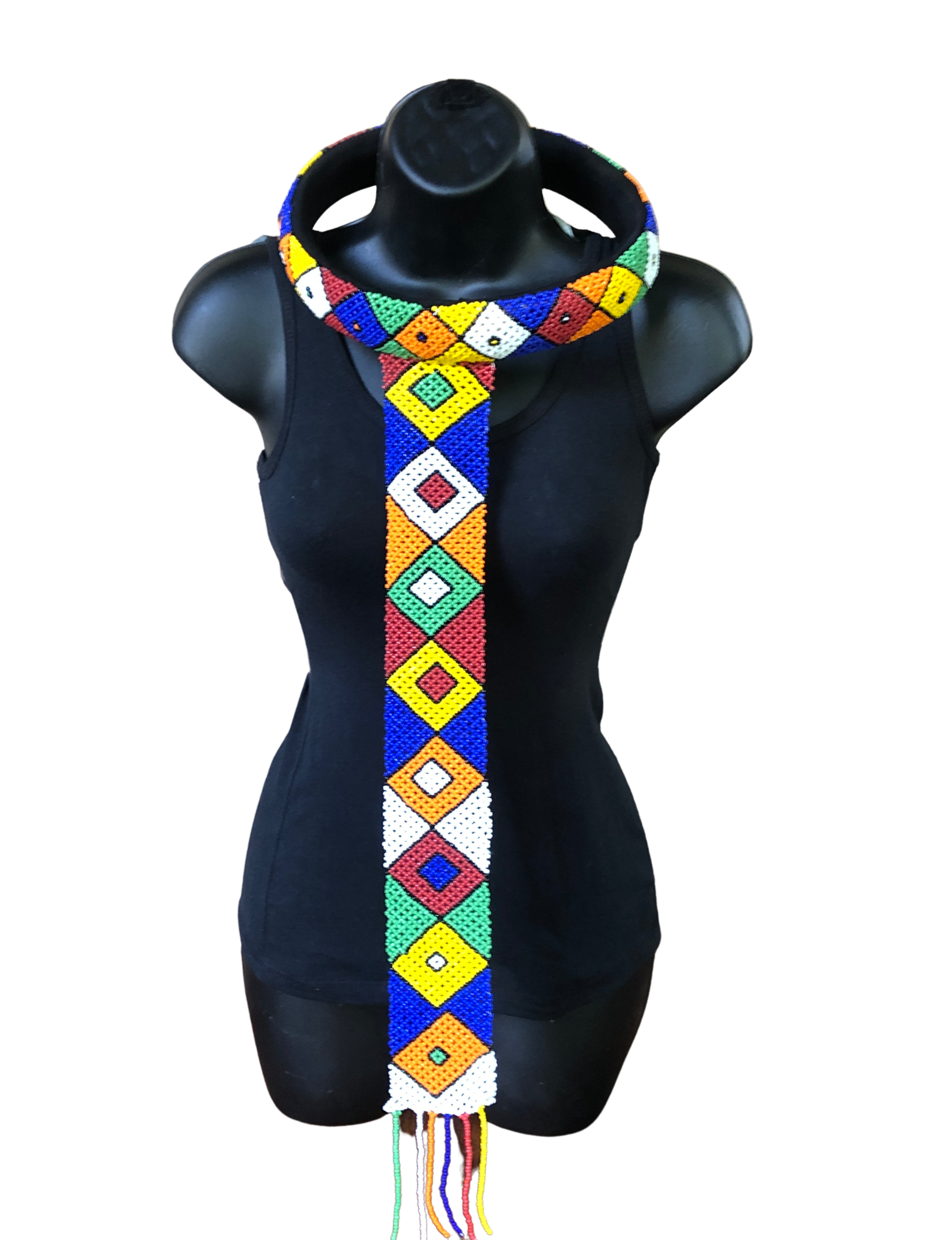 Ndebele Long Beaded Necklace with a neck ring