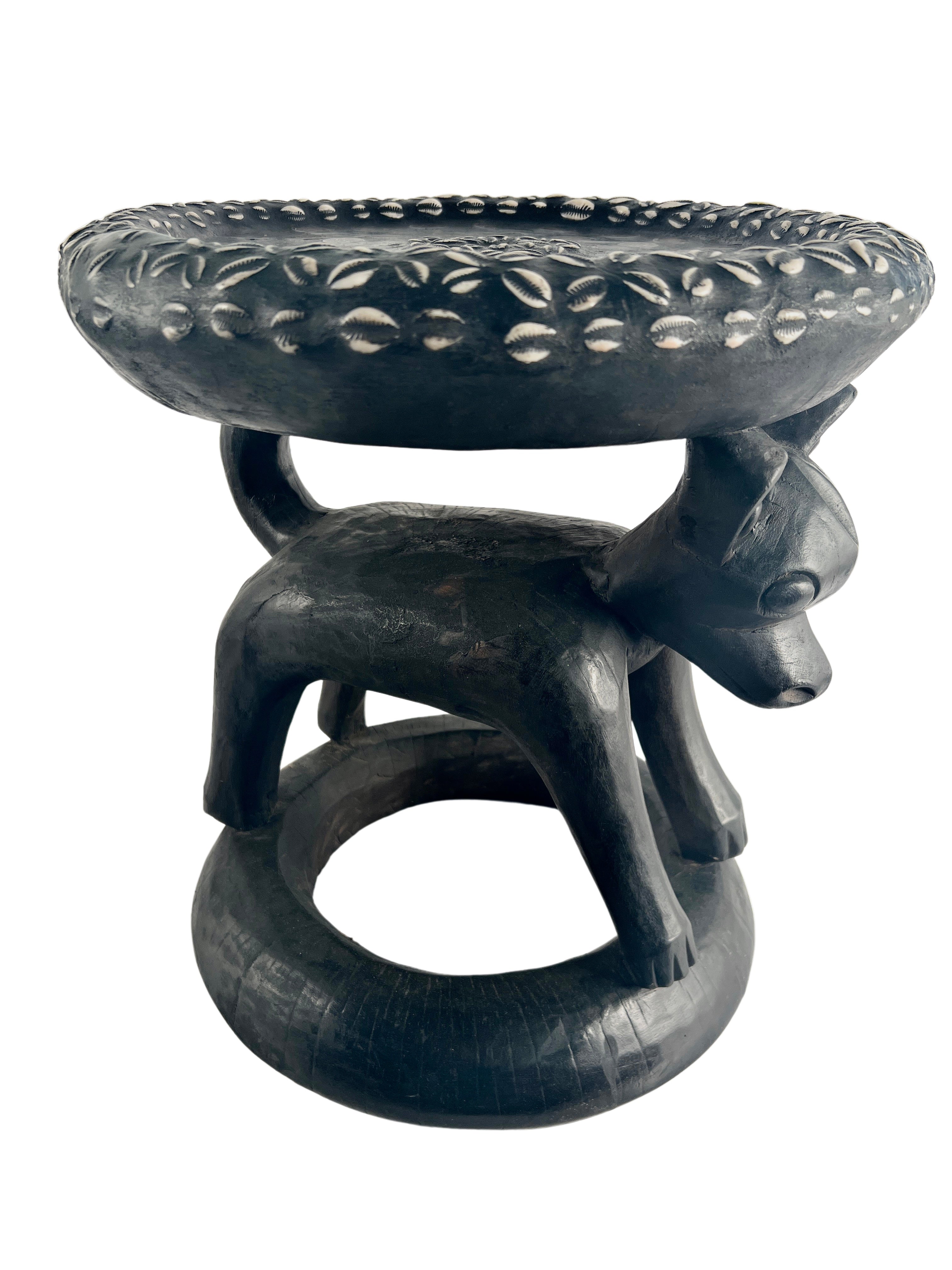 Bamileke Tribe Coin and Cowrie Stool