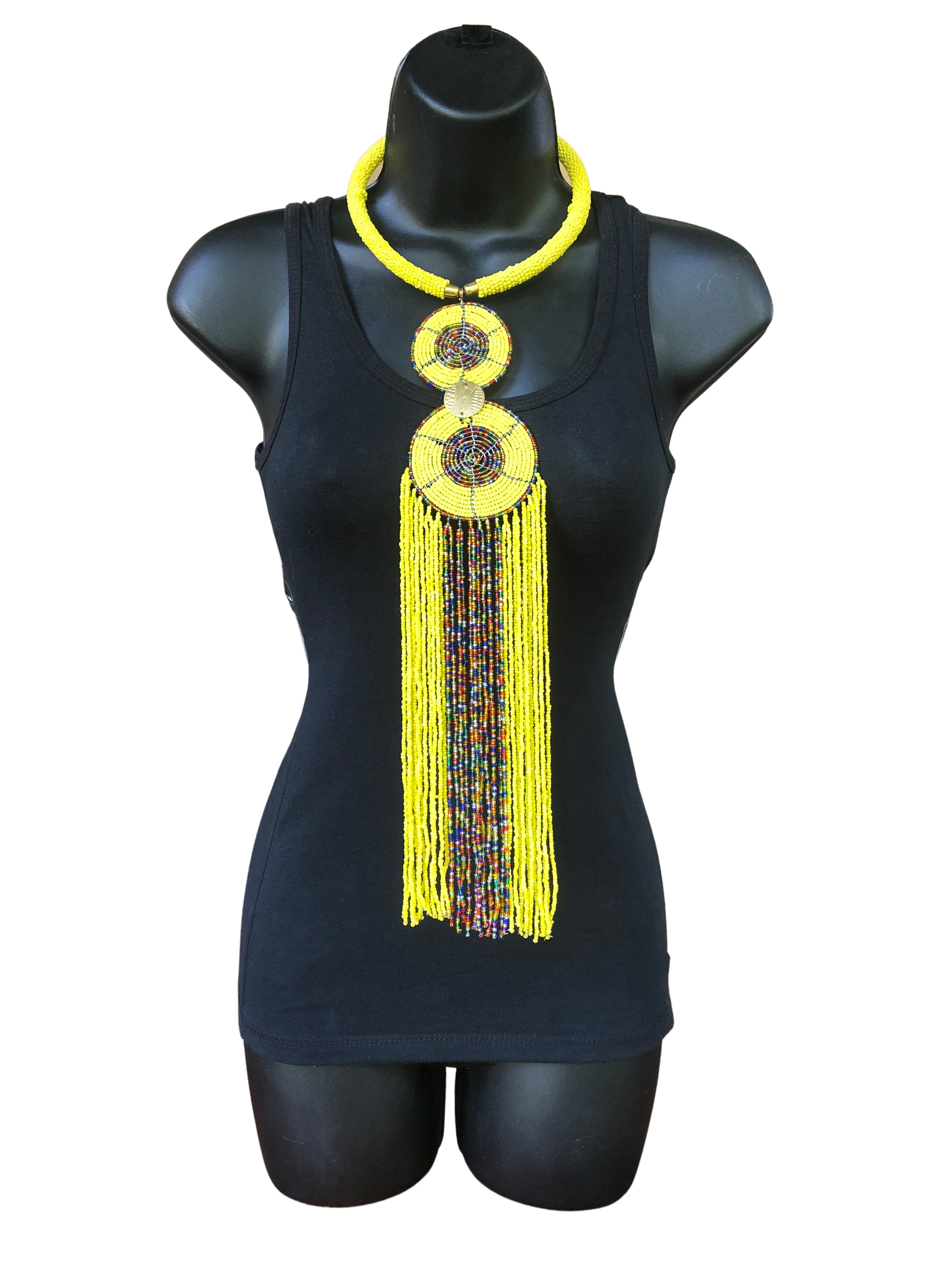 Kikuyu Long Classic Double Disk Necklace - Kikuyu